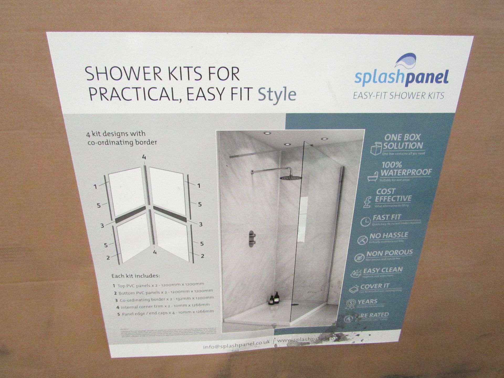 Splash Panel 2 sided shower wall kit in Classic Marble, new and boxed, the kit contains 2 - Image 2 of 4