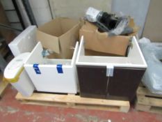 Pallet that includes a tissino toilet mount frame, 2x Bathrom units one being Villeroy and Boch