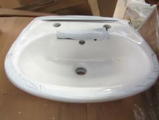 2x Oxford 2TH cloakroom basin, new and boxed.