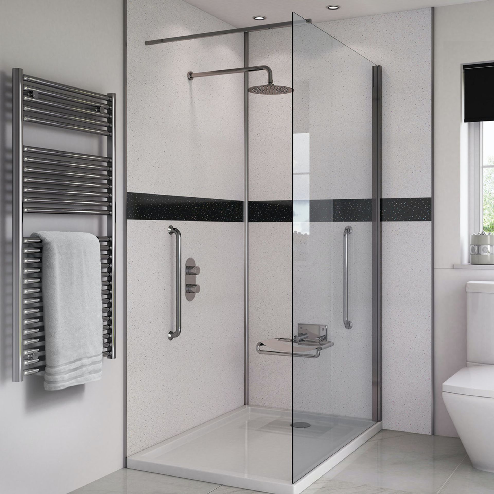 Splash Panel 2 sided shower wall kit in Artic Sparkle gloss, new and boxed, the kit contains 2 - Image 3 of 4