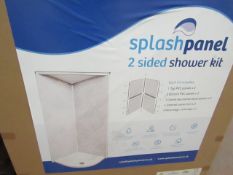 Splash Panel 2 sided shower wall kit in Sandstone Matt, new and boxed, the kit contains 2