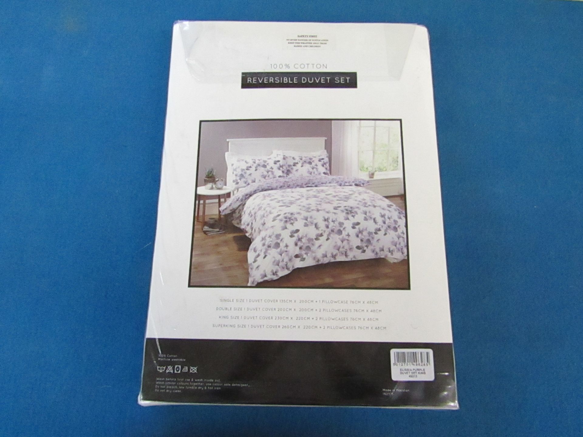 Sanctuary Elissia Purple Reversible Duvet Set Double, Includes duvet cover and 2 pillow cases, 100 %