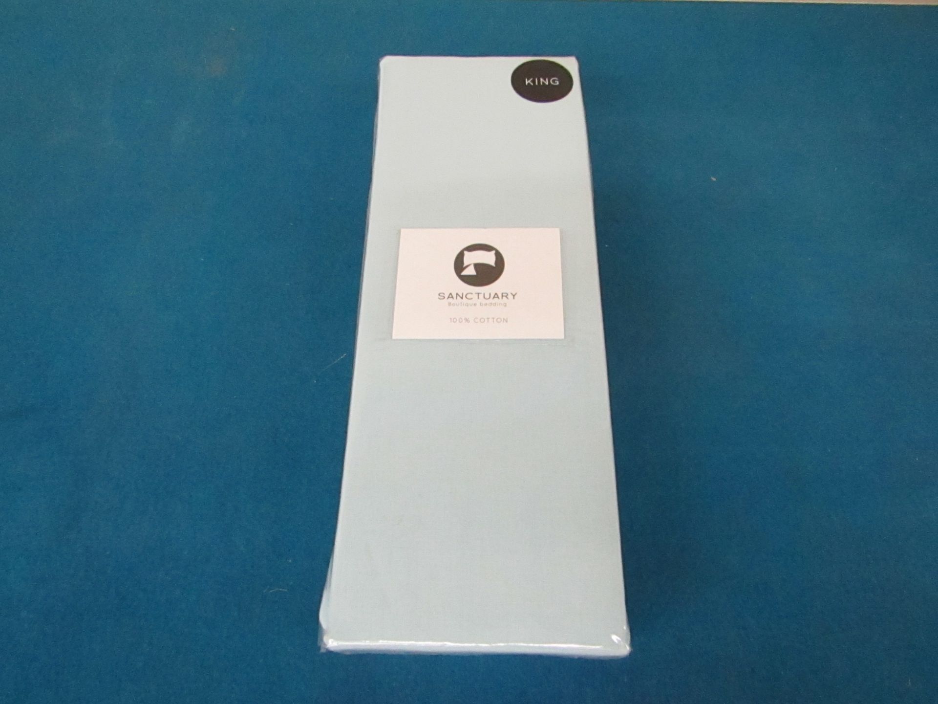 Sanctuary Fitted Sheet With Deep Box Duck Egg Kingsize 100 % Cotton New & Packaged