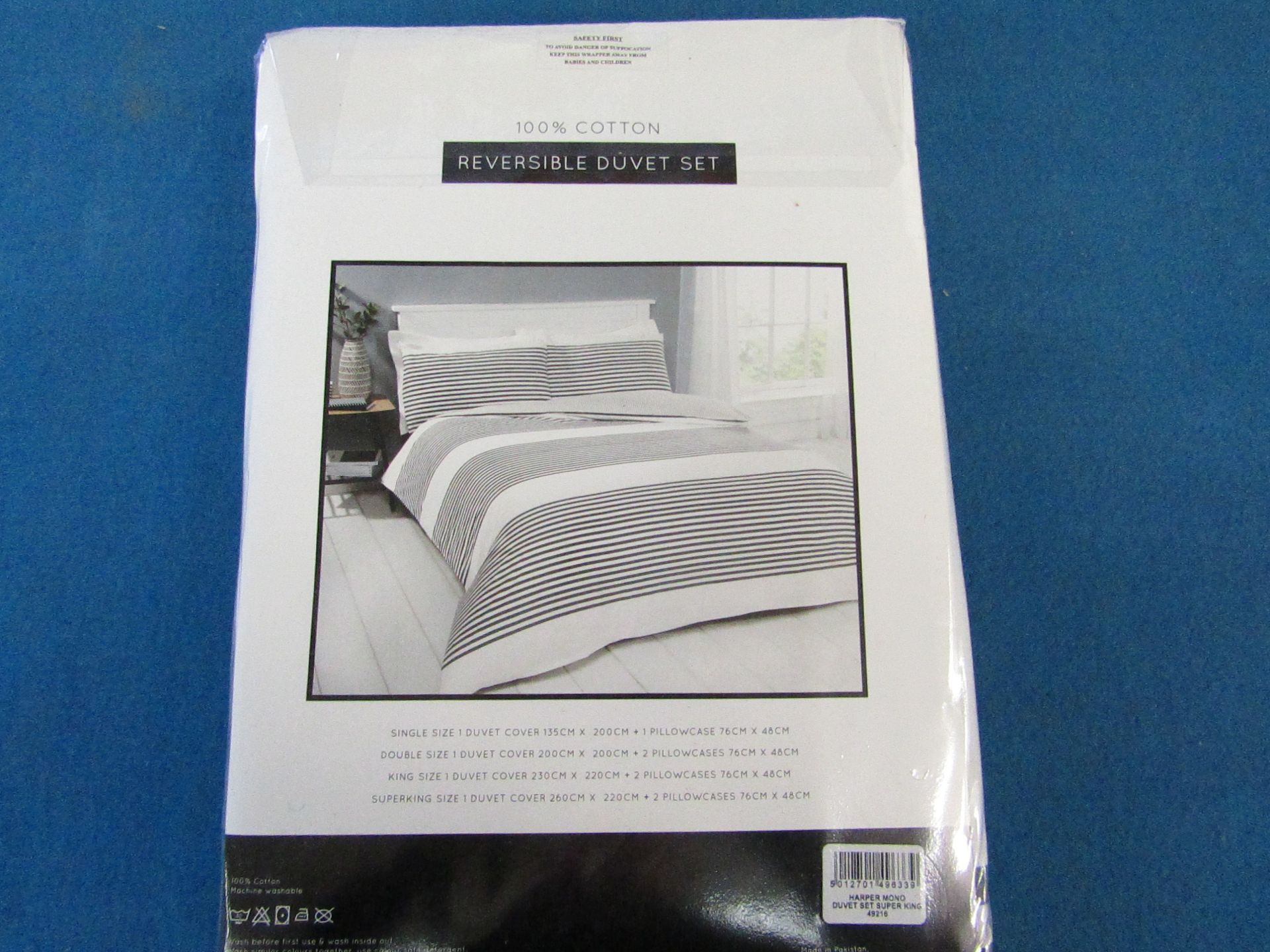 Box of 6x Sanctuary Harper Mono Superking Reversible Duvet Set, includes duvet cover and 2