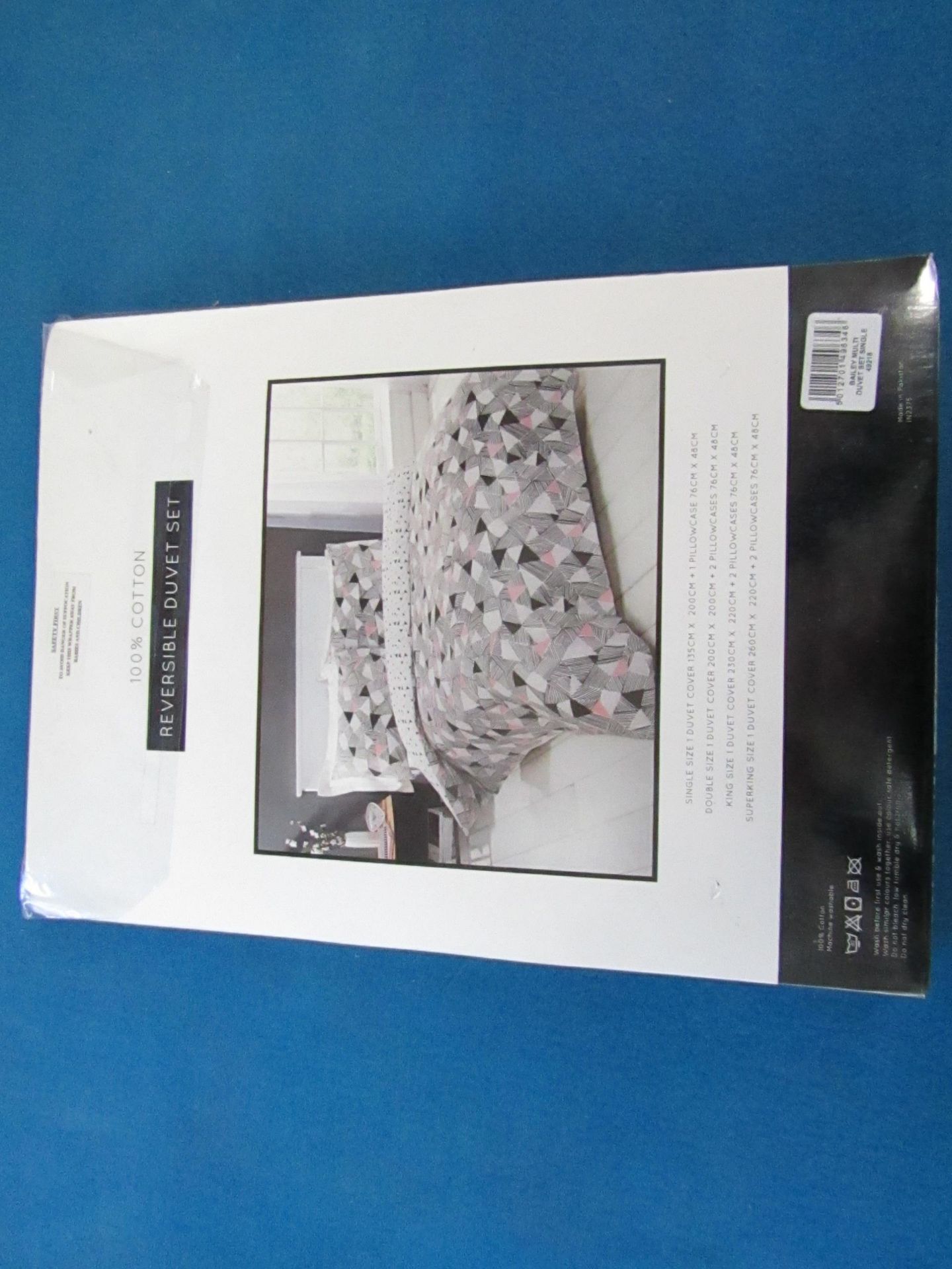 Sanctuary Bailey Multi Coloured Reversible Duvet Set Single, includes duvet cover and pillow case,