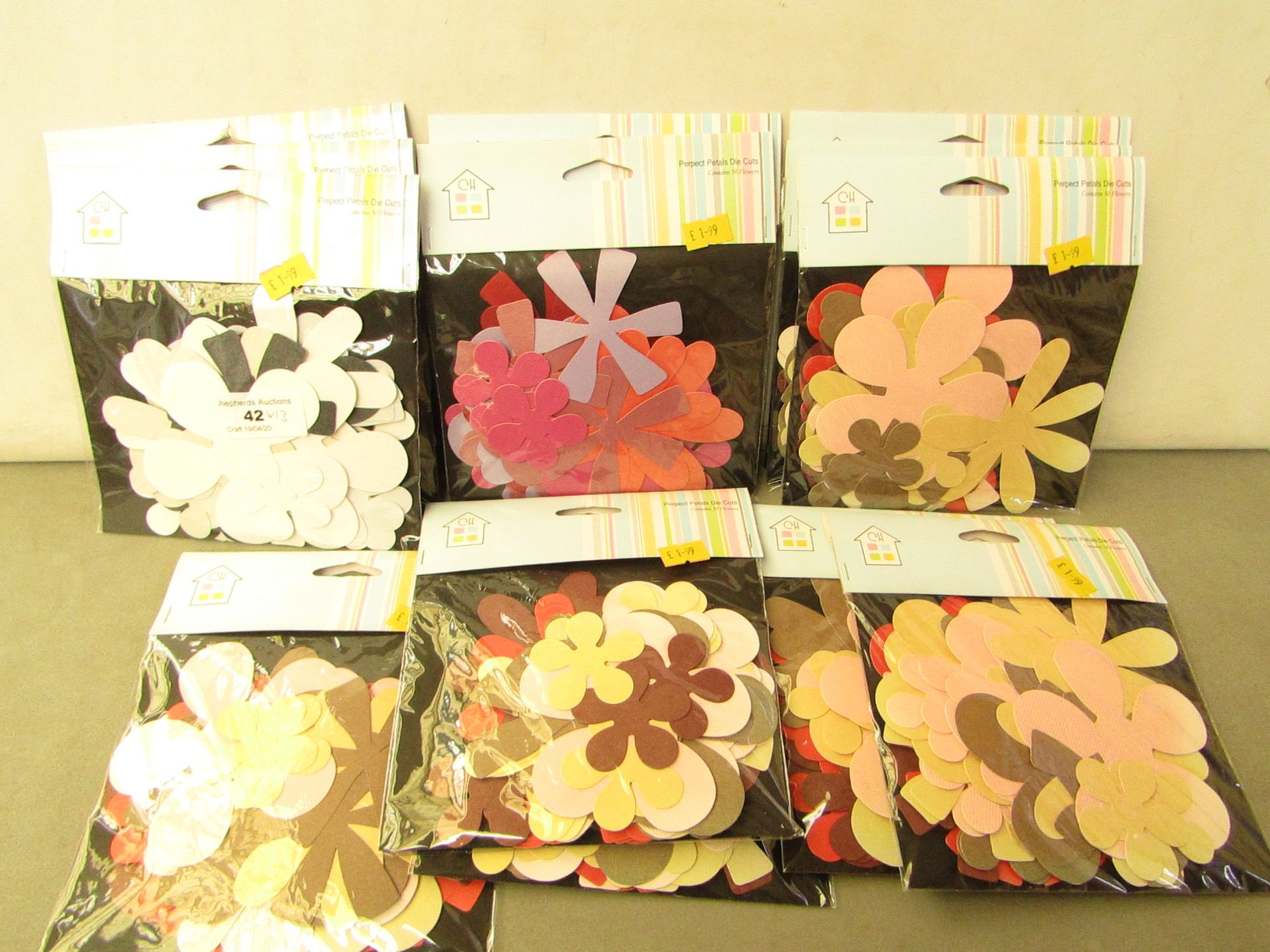 13 x packs of 50 per pack various Designs Perfect Petals Die Cuts Flowers RRP £1.99 each new see