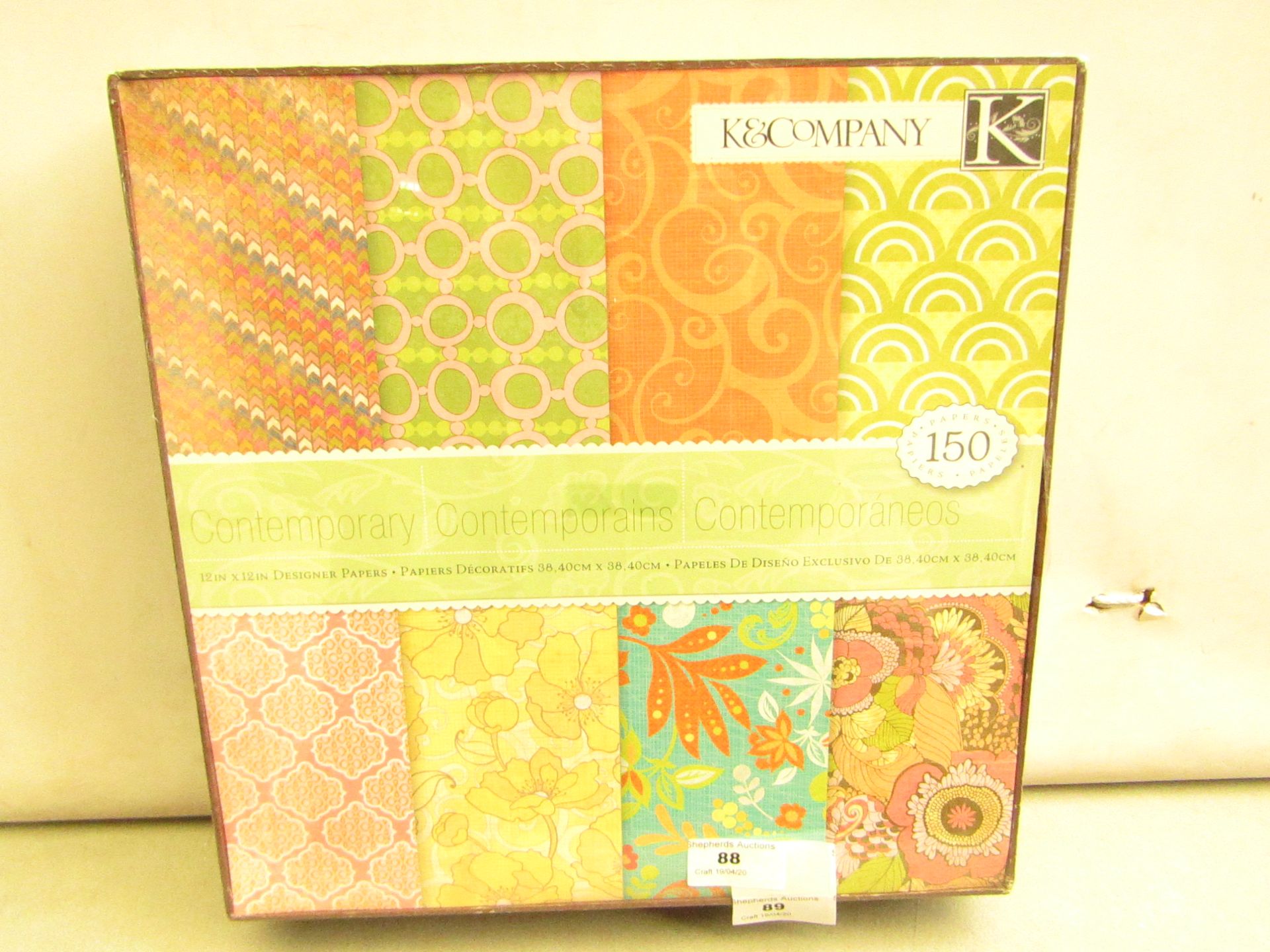 1 x K& Company 150 Sheets Set of Contempary Papers 40cm x 40cm new & still sealed