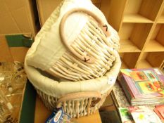 2 x Wicker Baskets with Canvas Liners (used in Shop for displays)