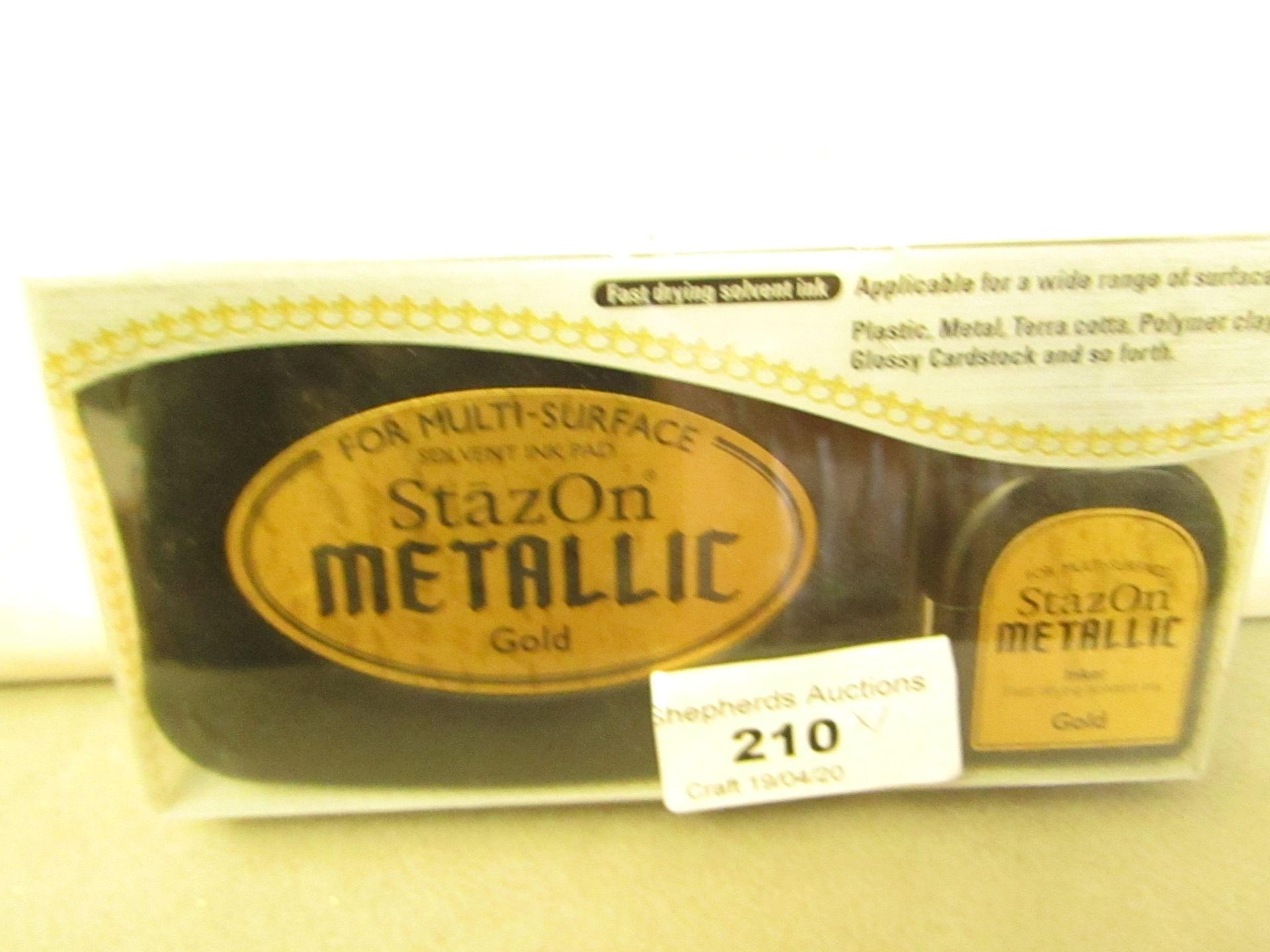 1 x StazOn Metallic Gold Fast Drying Solvent Ink RRP £10.99 each new