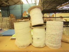 4x Various sized rolls of decoration material, new.