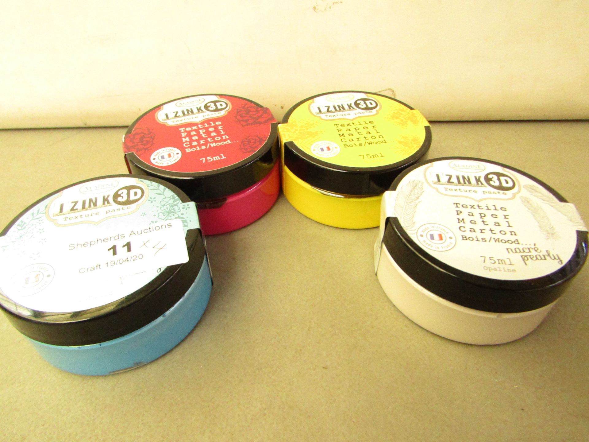 4 x I Z INK 3D 75ml Textured Paste Various Colours RRP £5.99 each new see image