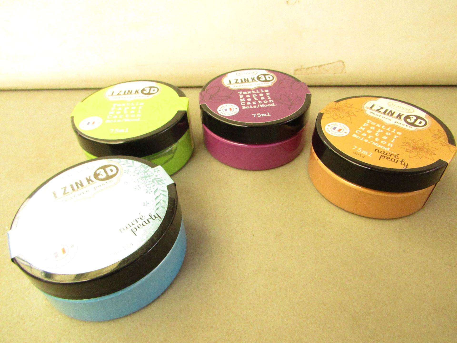 4 x I Z INK 3D 75ml Textured Paste Various Colours RRP £5.99 each new see image