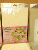 5x Happy Birthday banners, new and packaged.