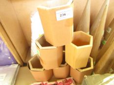 6 x Wooden Plain Pencil/Pen Holders 10.5cm H x 8cm D ready for decoration new