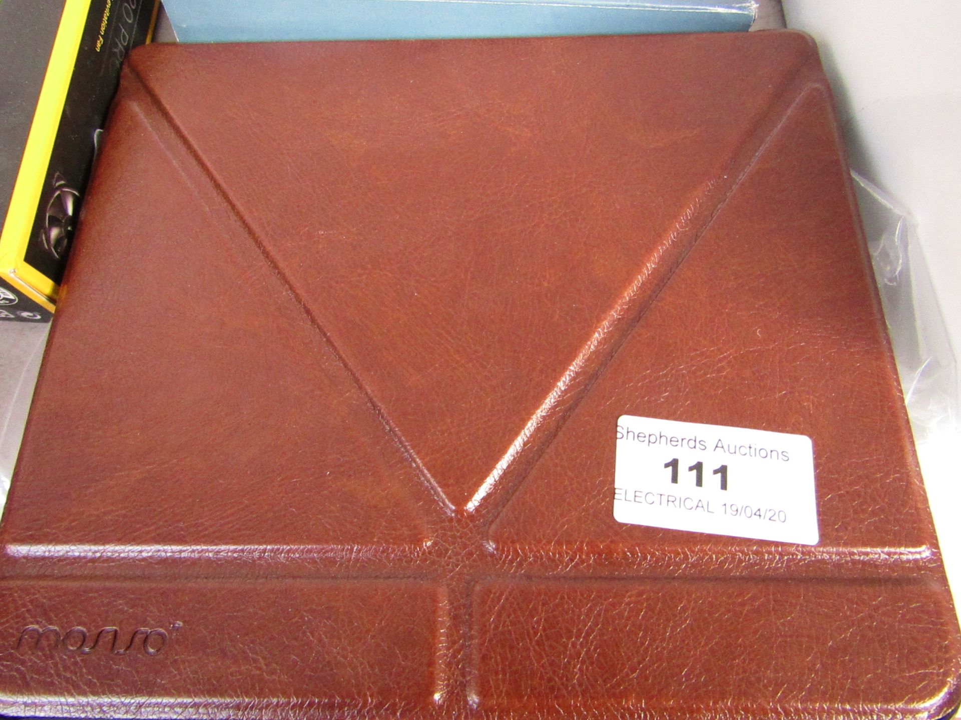 Brown Leather Tablet Case - Packaged.