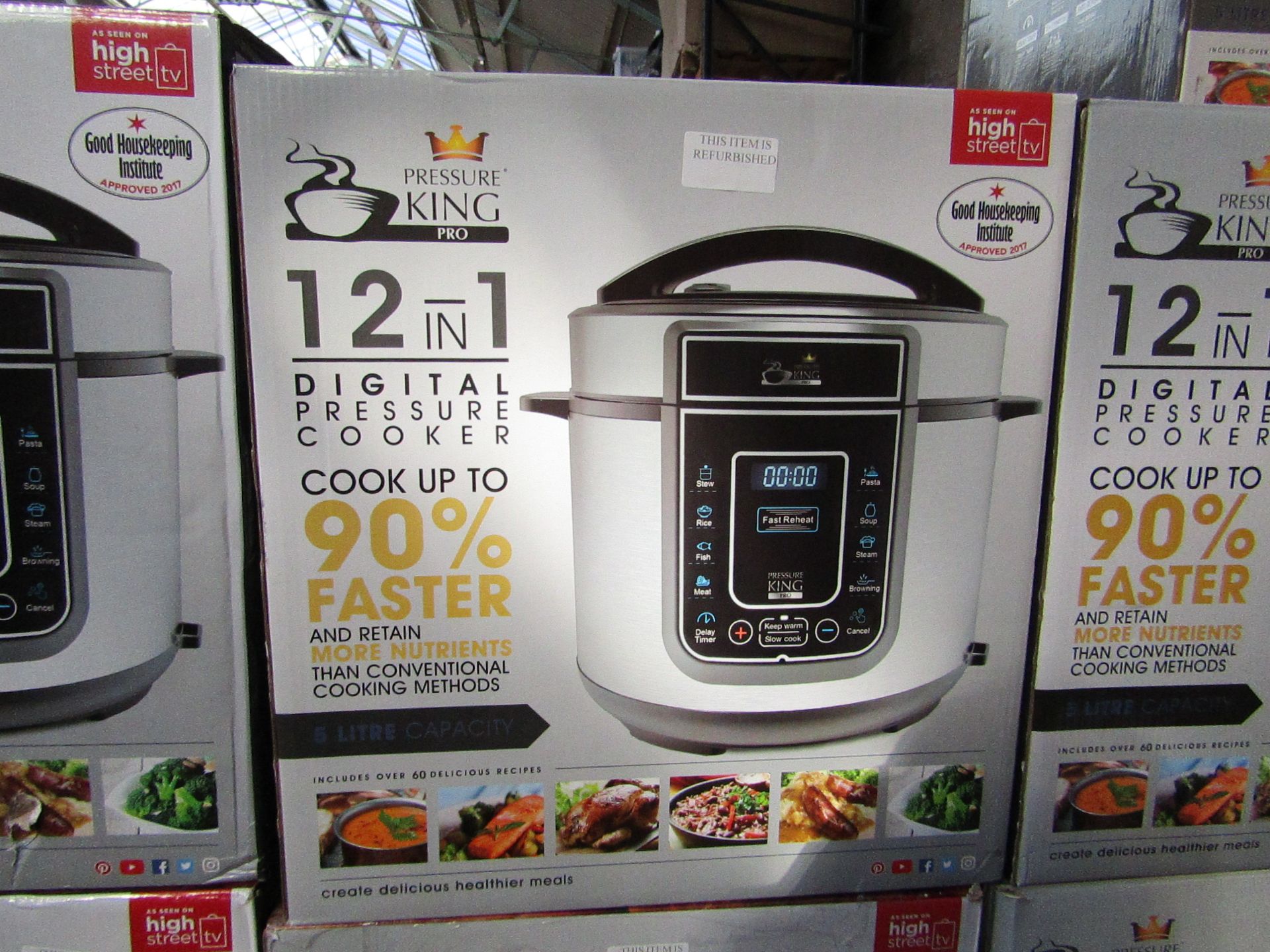 | 1X | PRESSURE KING PRO 12 IN 1 DIGITAL PRESSURE AND MULTI COOKER SILVER | REFURBISHED AND