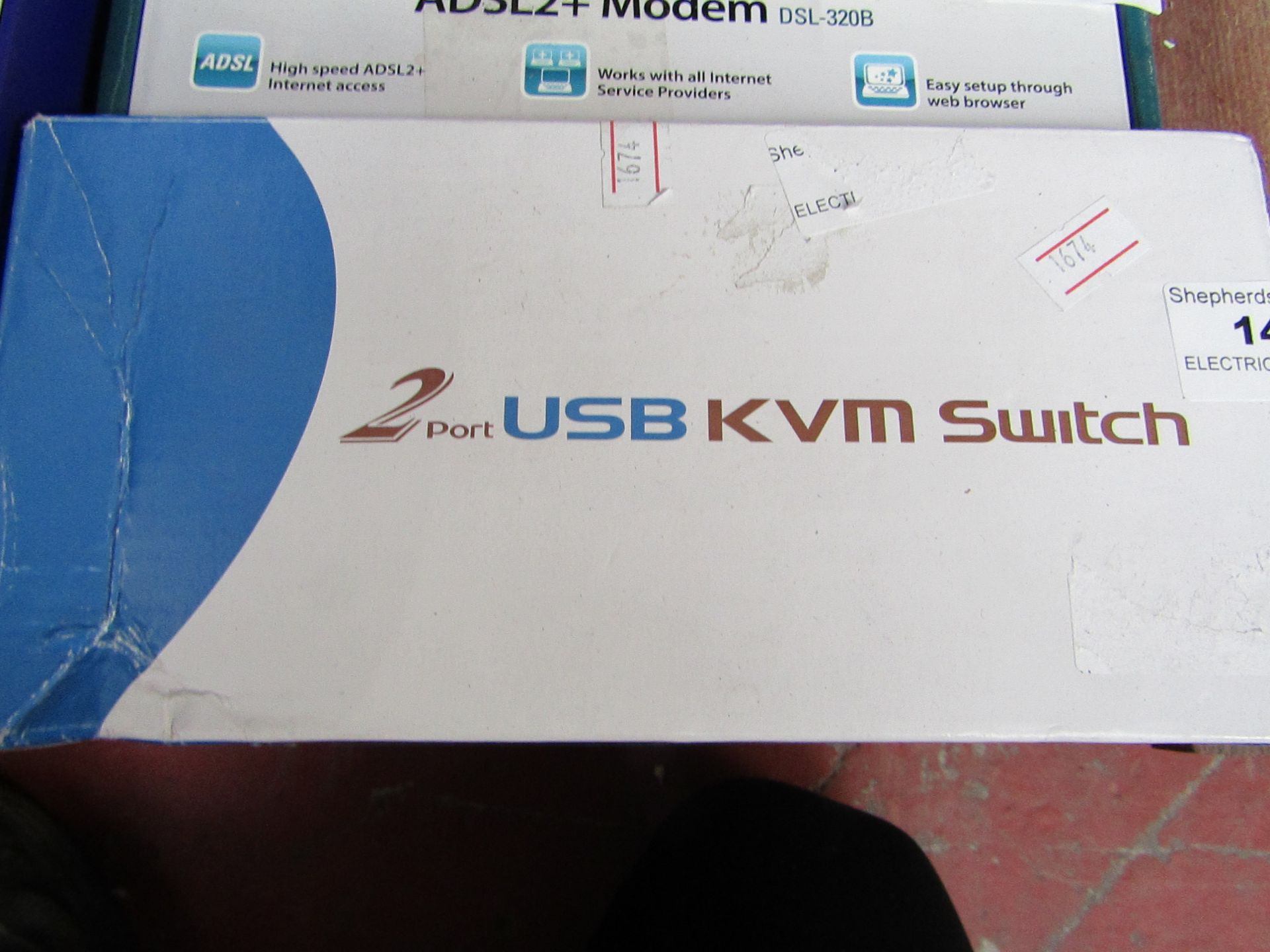 2 Port USB KVM Switch - Untested & Boxed.