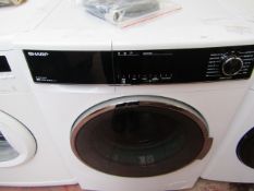 Sharp EFS-HFH9148W3 washing machine, powers on and spins.