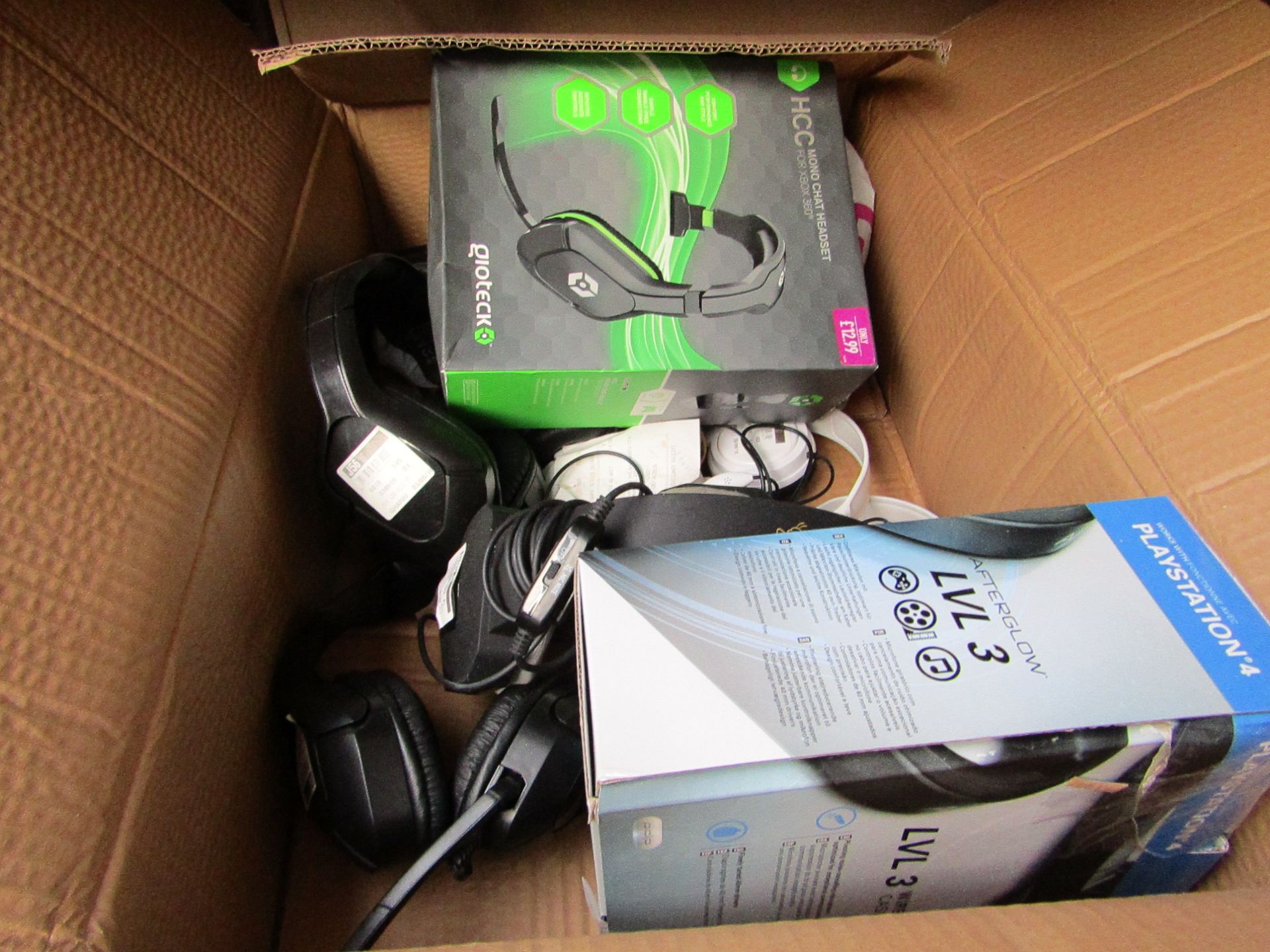 8x Various (Returns) Gaming Headset/Mics - Giotech, PS3/4, Hornet etc - All Untested & Boxed.