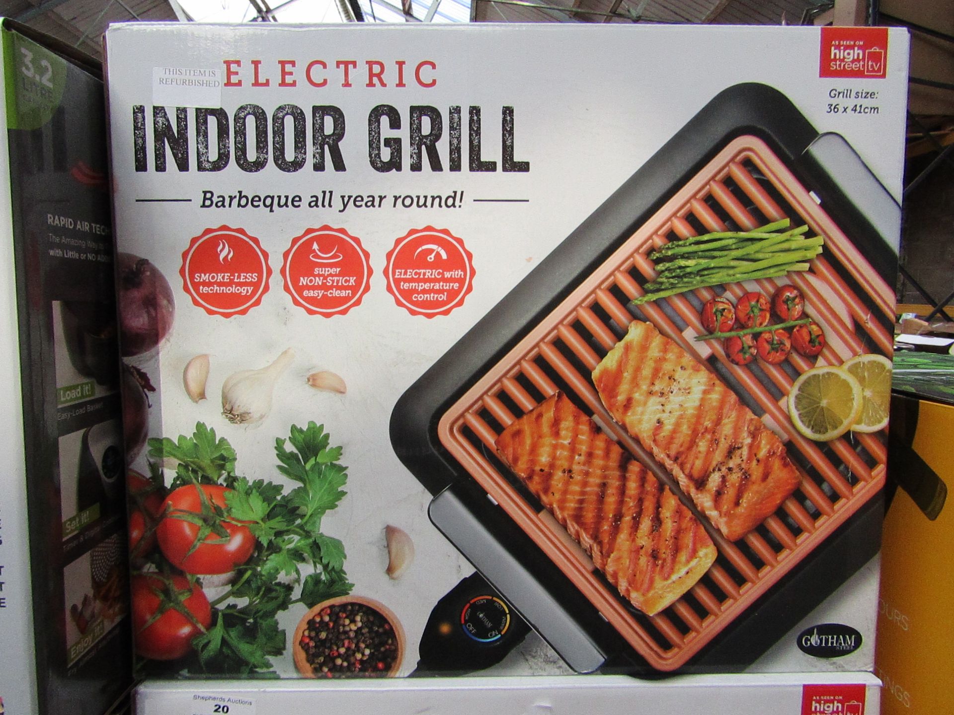 | 1x | ELECTRIC INDOOR GRILL | REFURBISHED AND BOXED | NO ONLINE RE-SALE | SKU C5060541512825 |