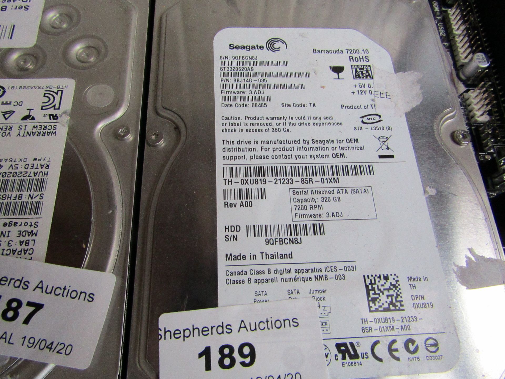 Seagate 320GB hard drive, untested.