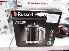 Russell Hobbs - Inspire Black Kettle 1L - Item Tested Working & Boxed.