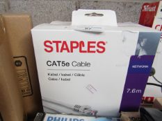 2x Staples - CAT5e Cable (7.6m) - Boxed.