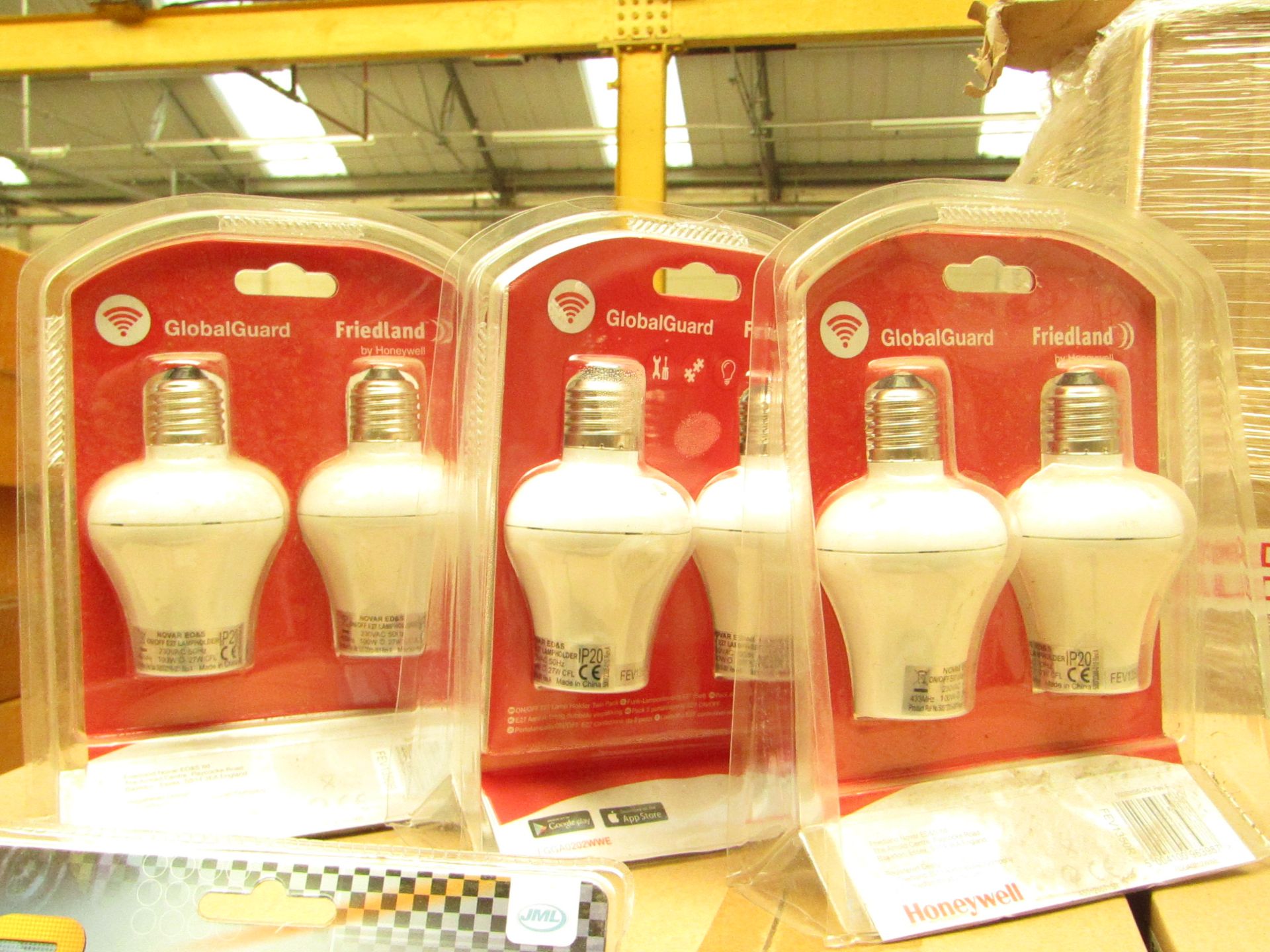 5x Packs of 2 Honeywell Global Guard WiFi screw bulbs, new and packaged.