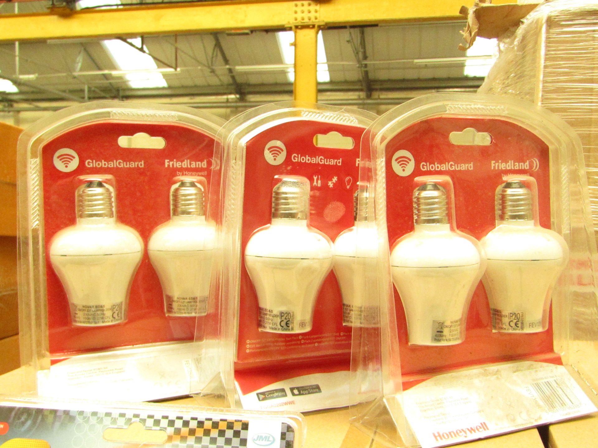 5x Packs of 2 Honeywell Global Guard WiFi screw bulbs, new and packaged.