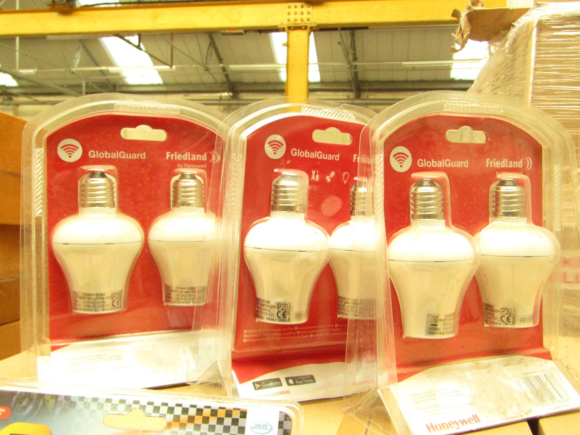 5x Packs of 2 Honeywell Global Guard WiFi screw bulbs, new and packaged.