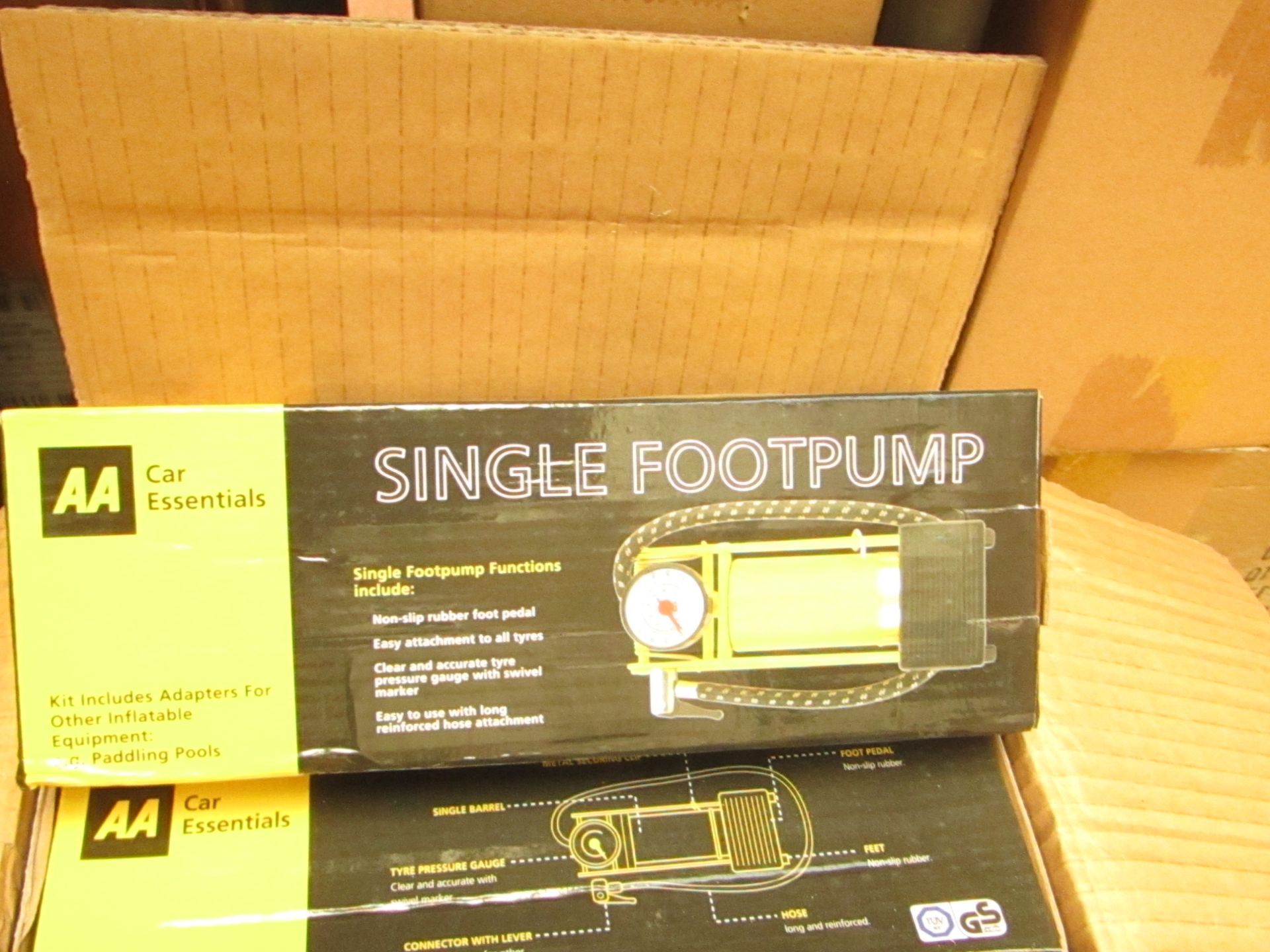 AA single barrel foot pump, new and boxed.