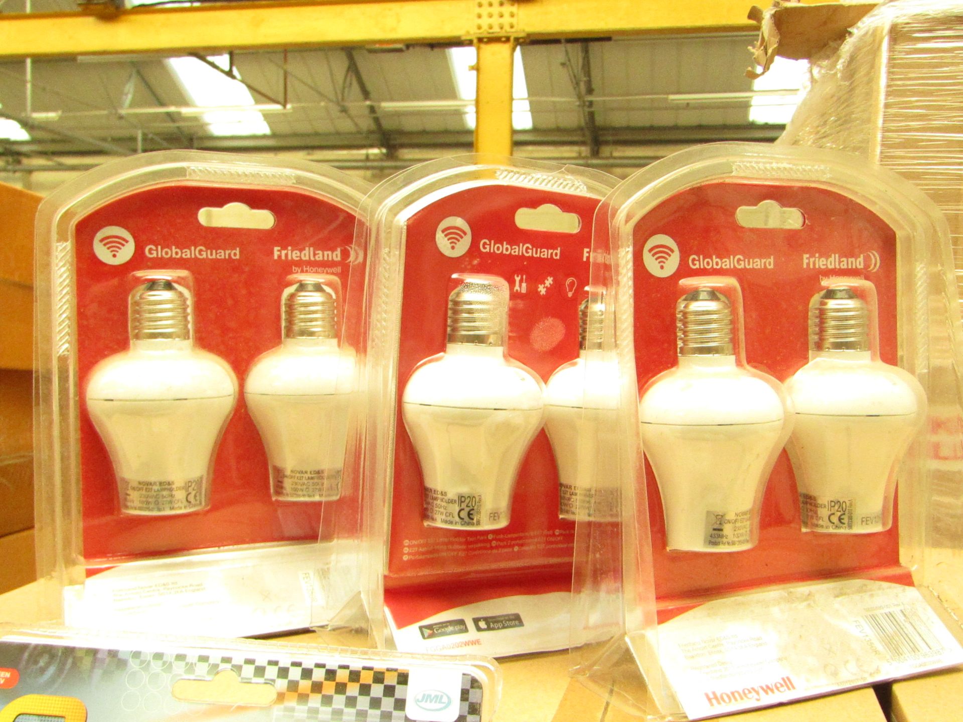 5x Packs of 2 Honeywell Global Guard WiFi screw bulbs, new and packaged.