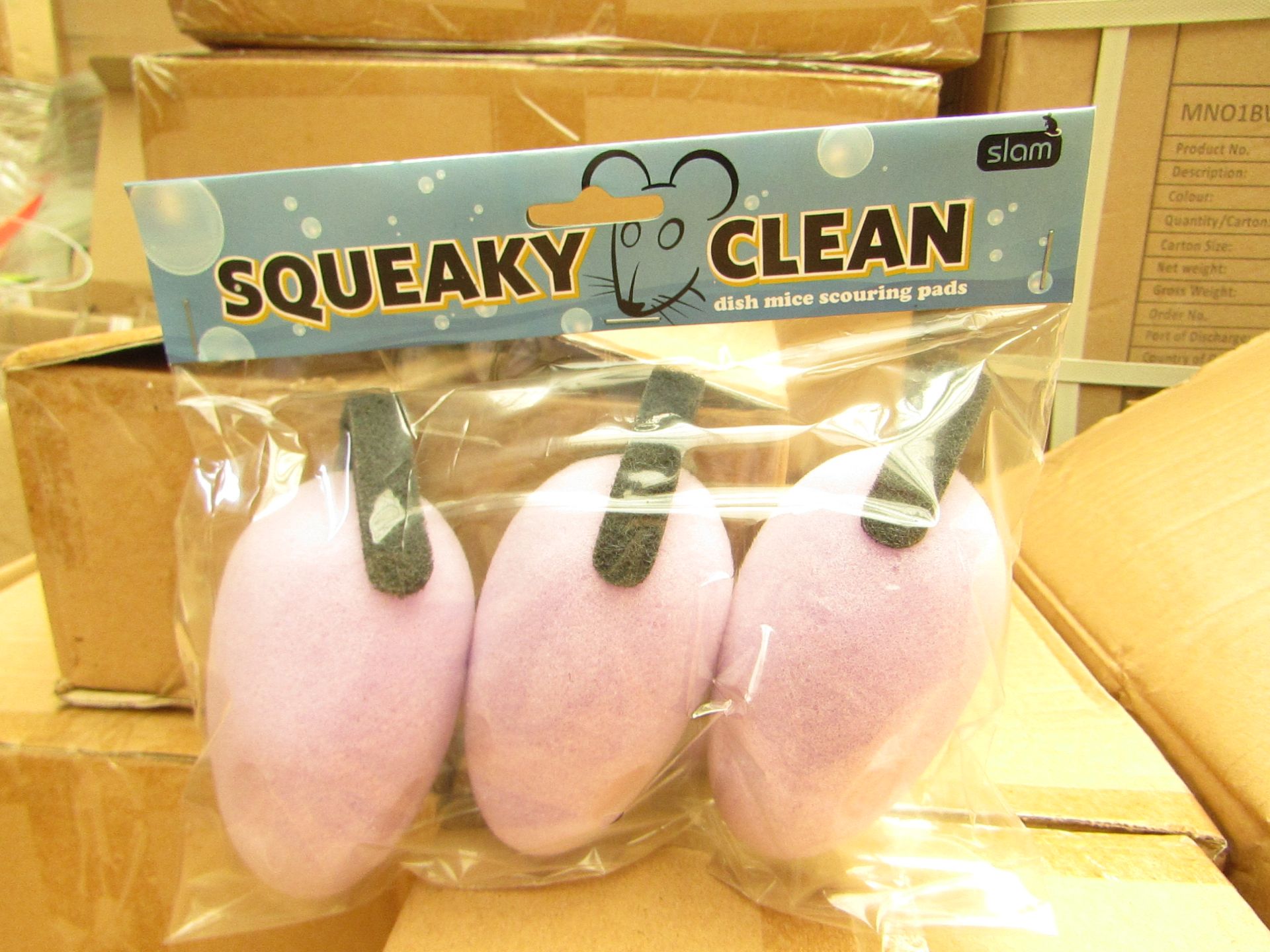 48x packs of 3 Squeaky Clean - Mice Scrubbers - All Packaged & Boxed.