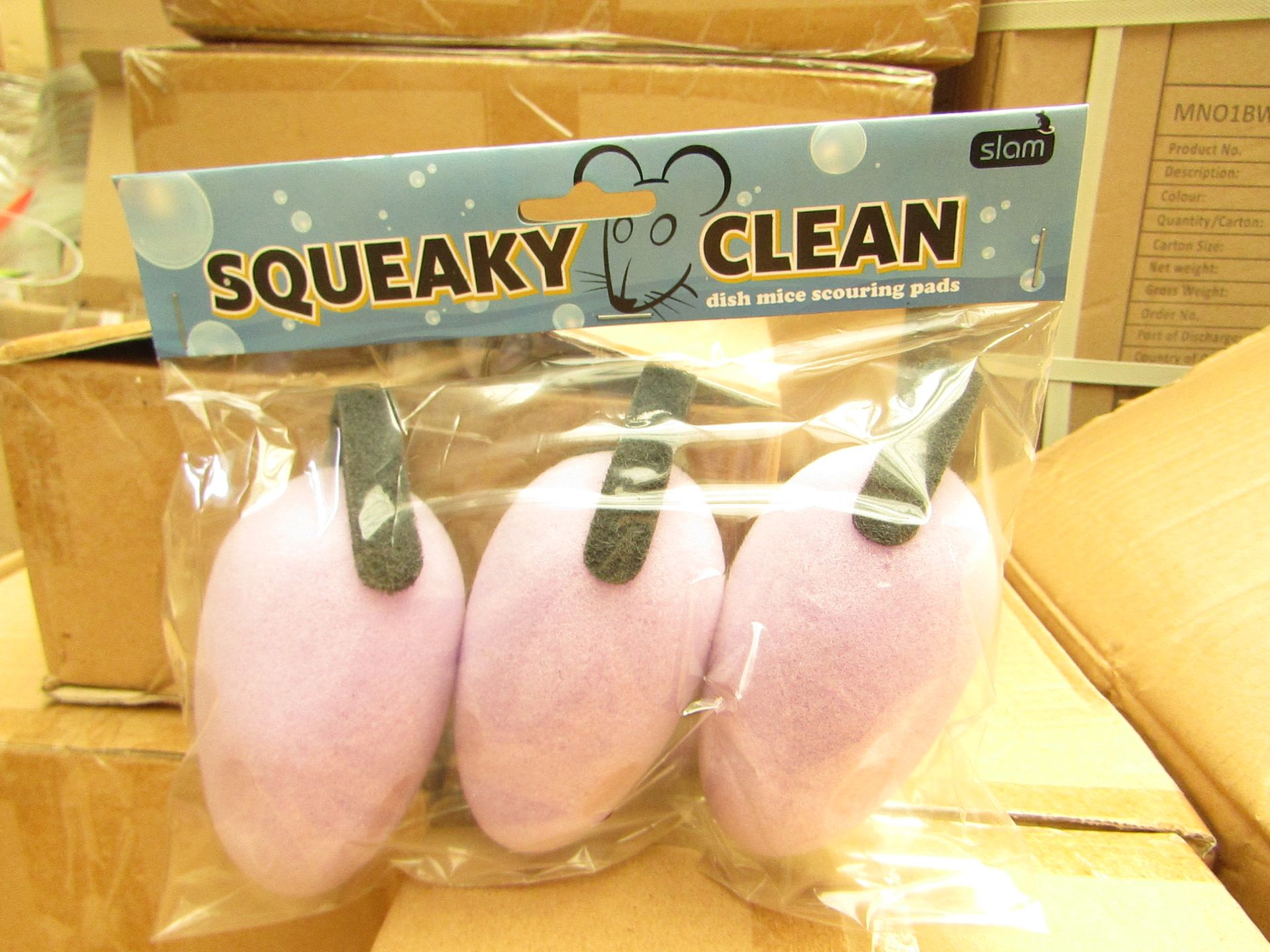 48x packs of 3 Squeaky Clean - Mice Scrubbers - All Packaged & Boxed.