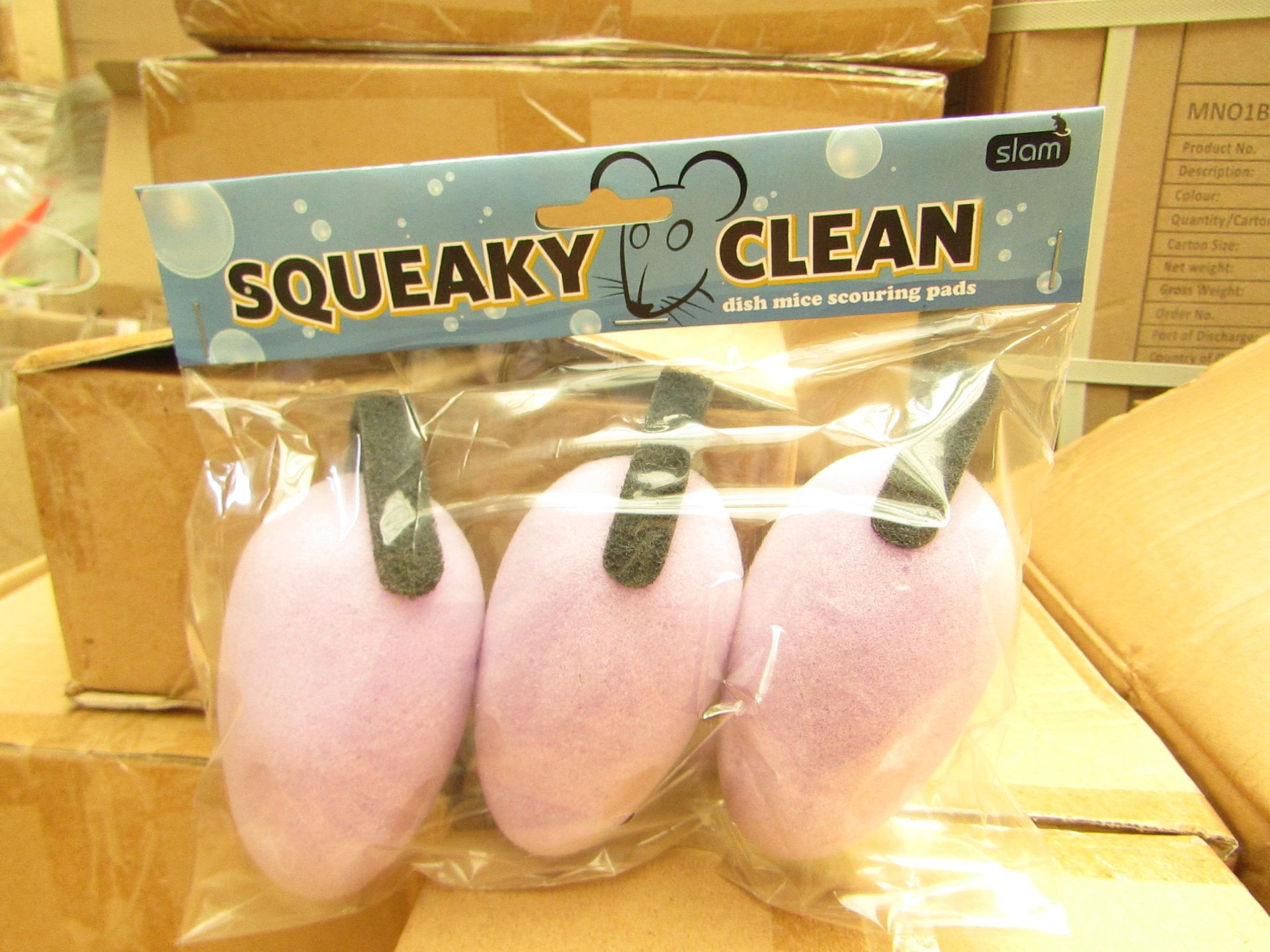 48x packs of 3 Squeaky Clean - Mice Scrubbers - All Packaged & Boxed.