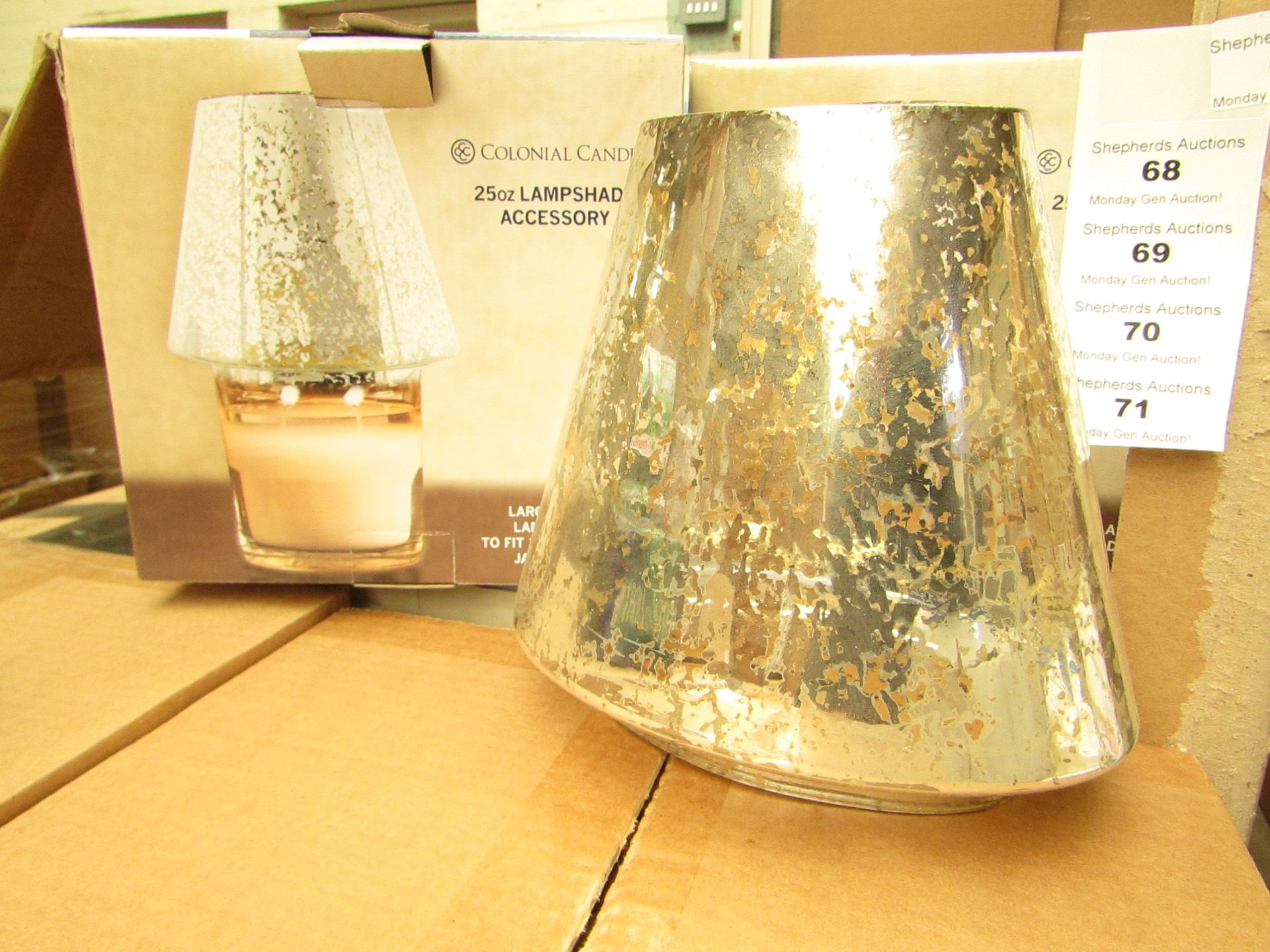 2x Colonial 25oz lampshade accessory, both new and boxed,