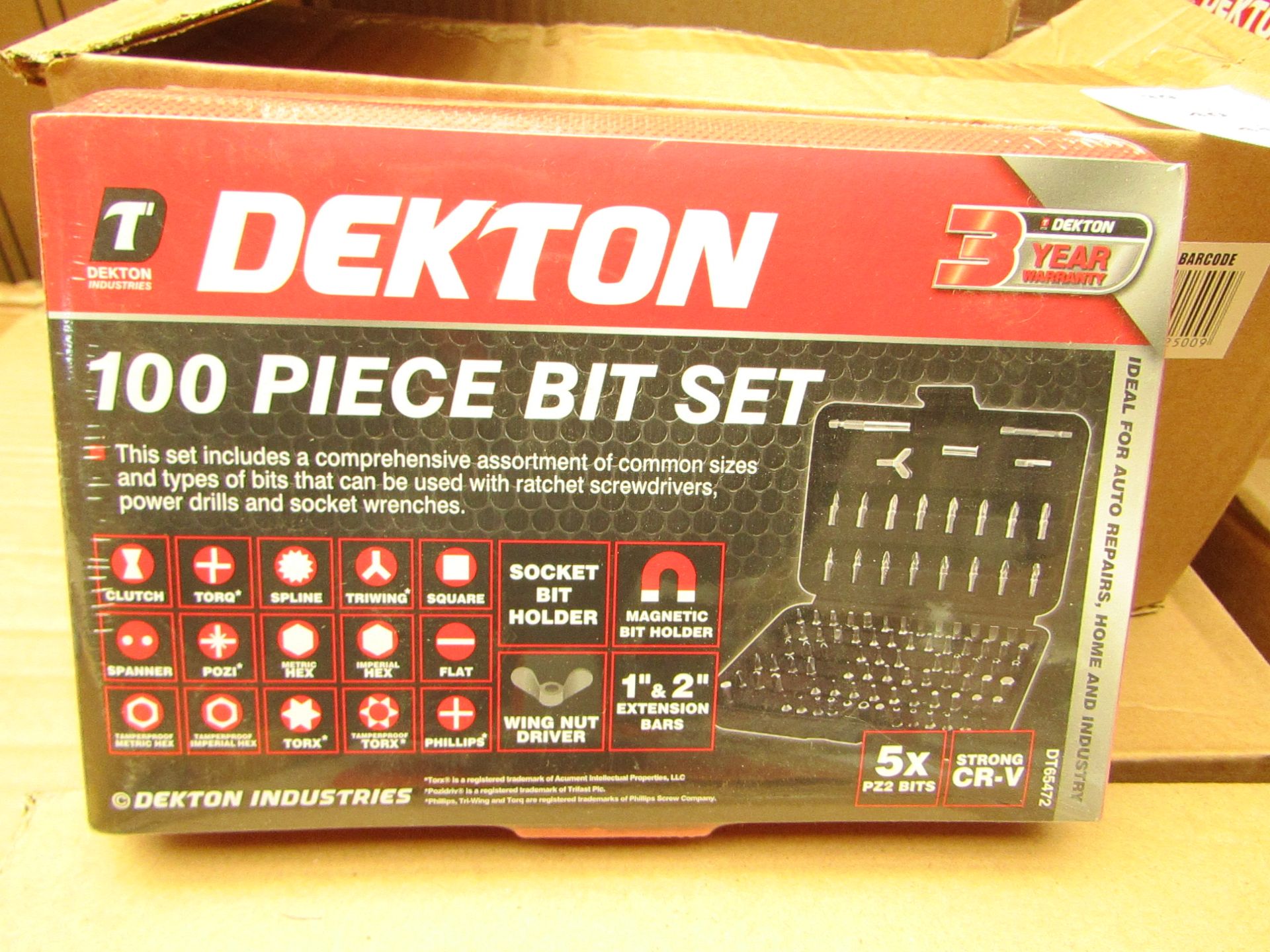 Dekton 100 piece Driver bit set, new