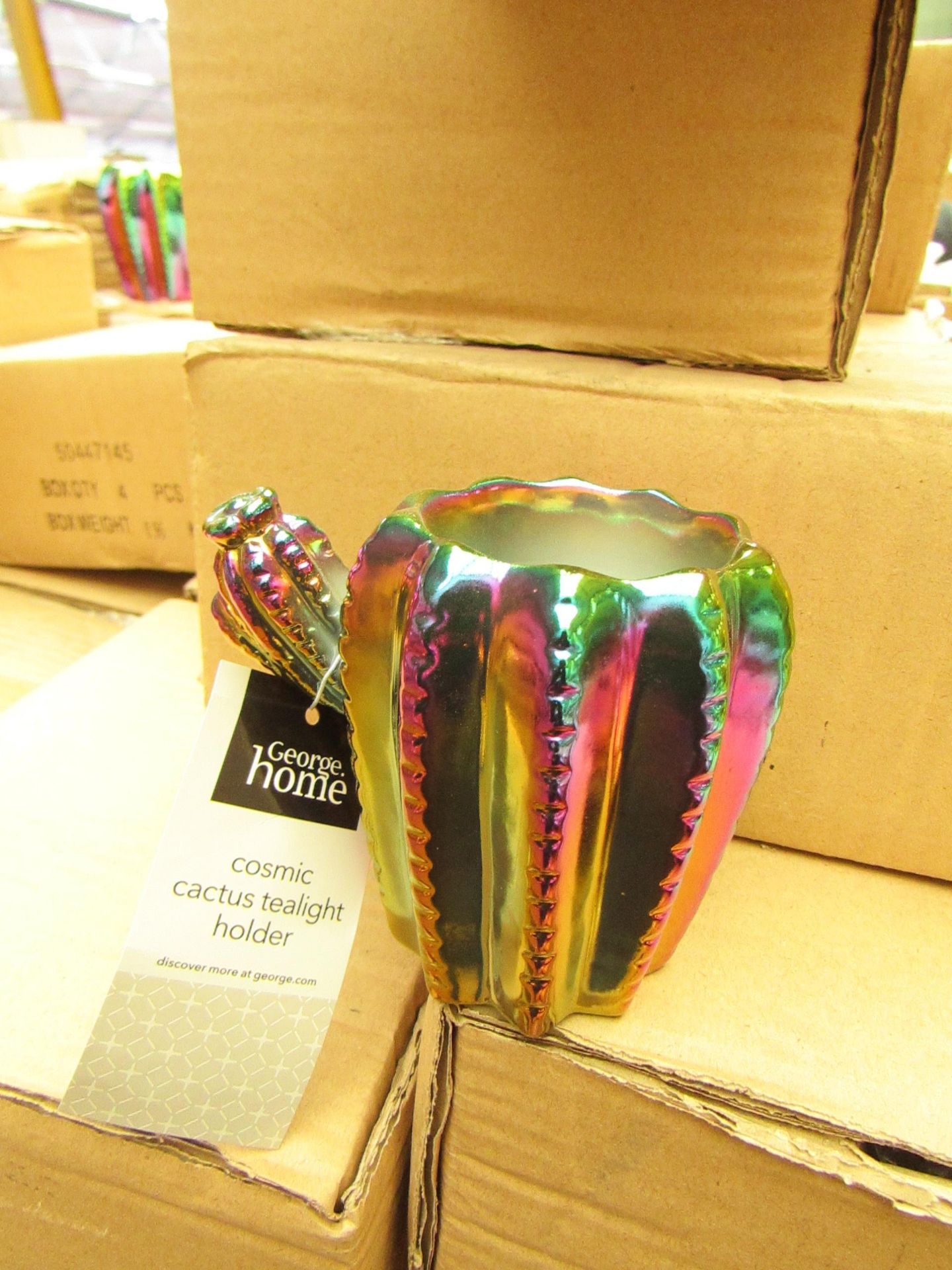 2x Boxes of 4x George Home cosmic cactus tealight holder, new and boxed.