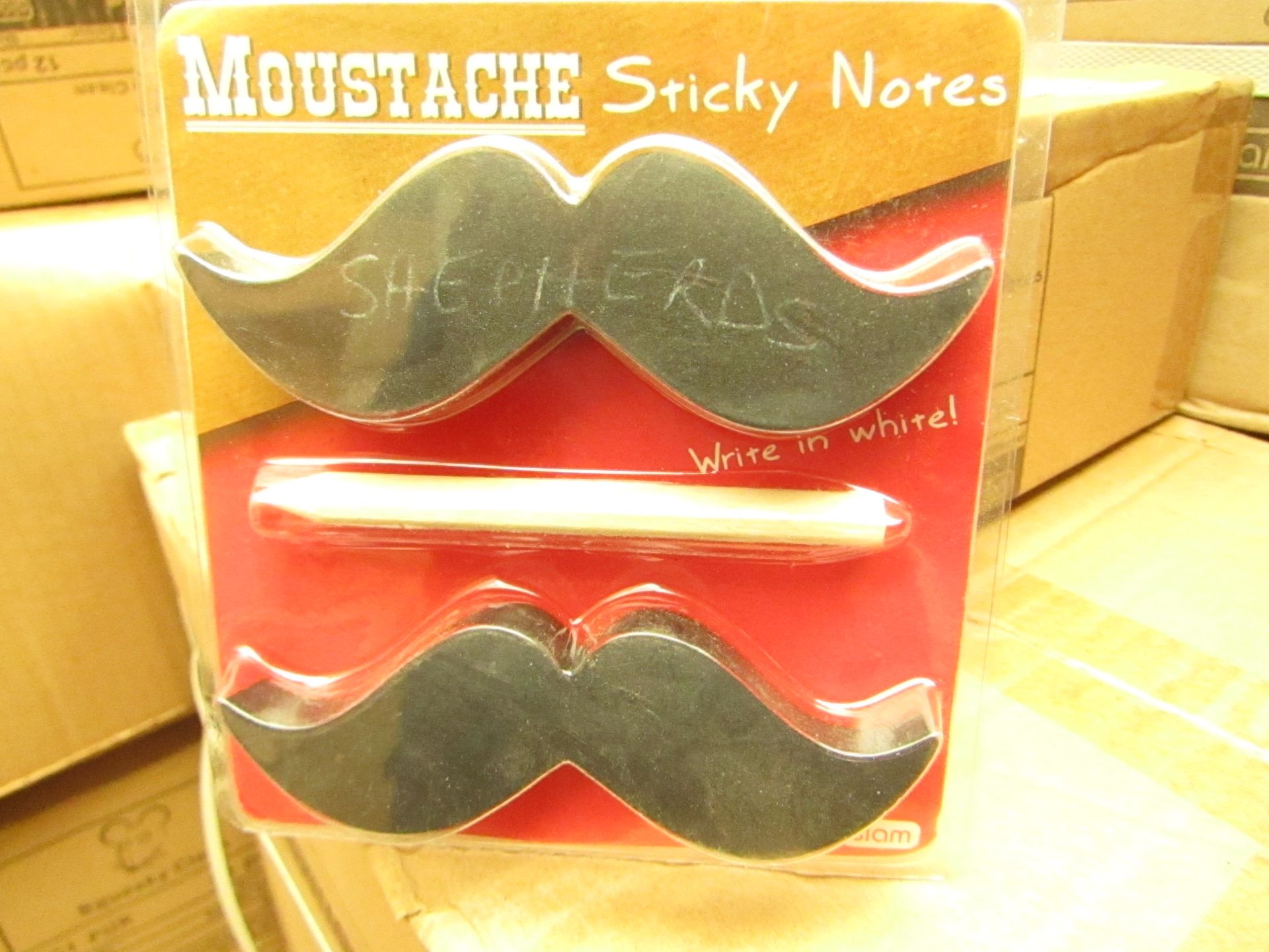 48x packs Moustache Sticky Notes with White Pencil Sets  All Packaged & Boxed.