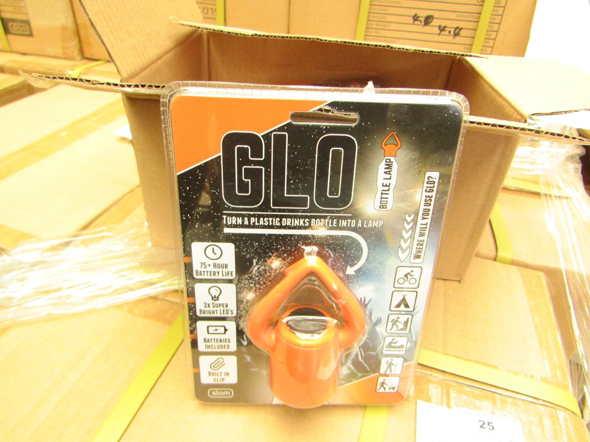 Box of 48x GLO - Bottle Lamps - Packaged & Boxed.