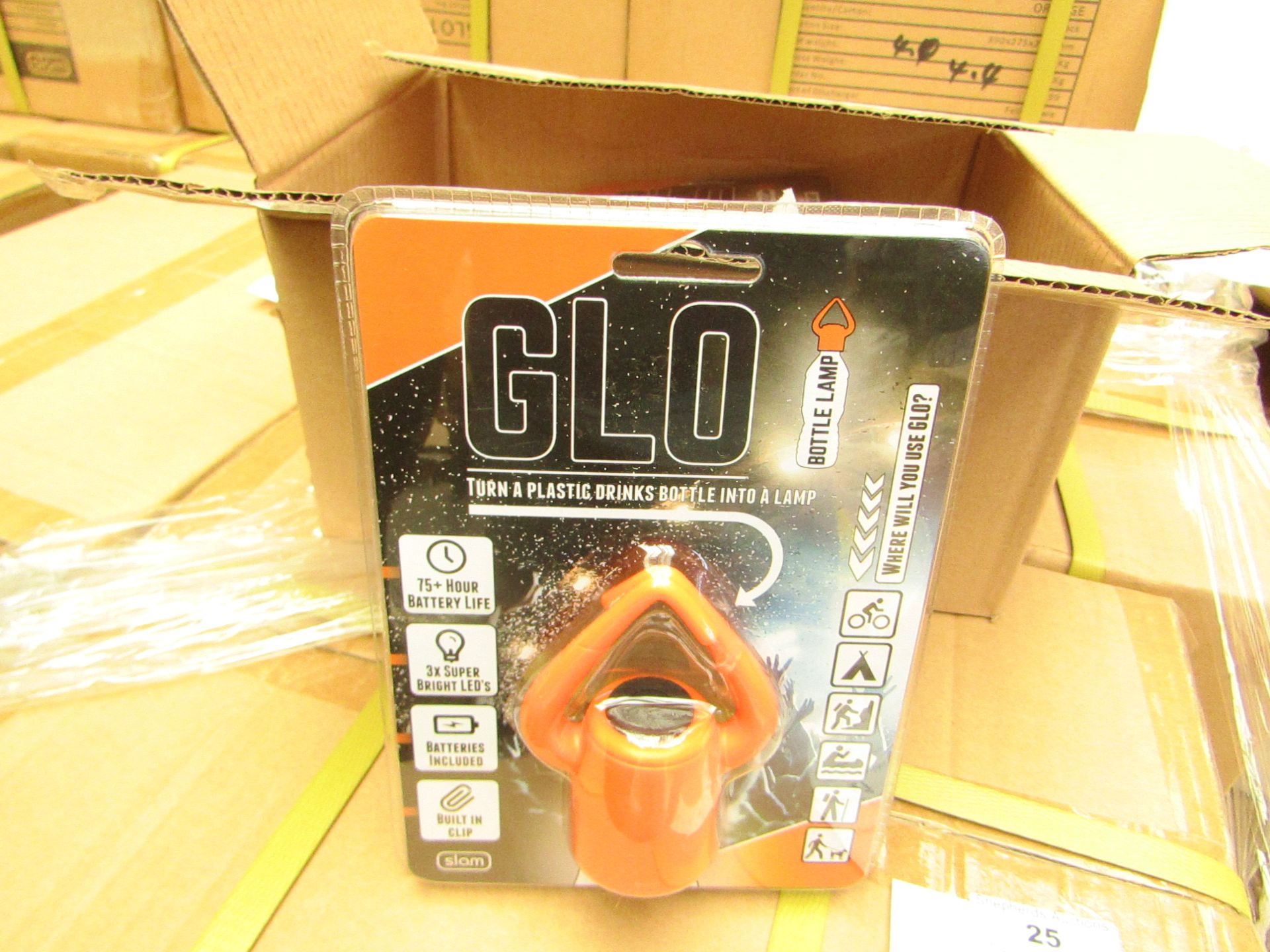 Box of 48x GLO - Bottle Lamps - Packaged & Boxed.