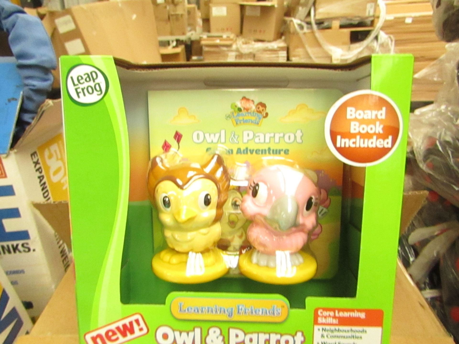 Box of 4 Pcs - Learning Friends - Owl & Parrot Figure set, Includes Board Book. New & Boxed.