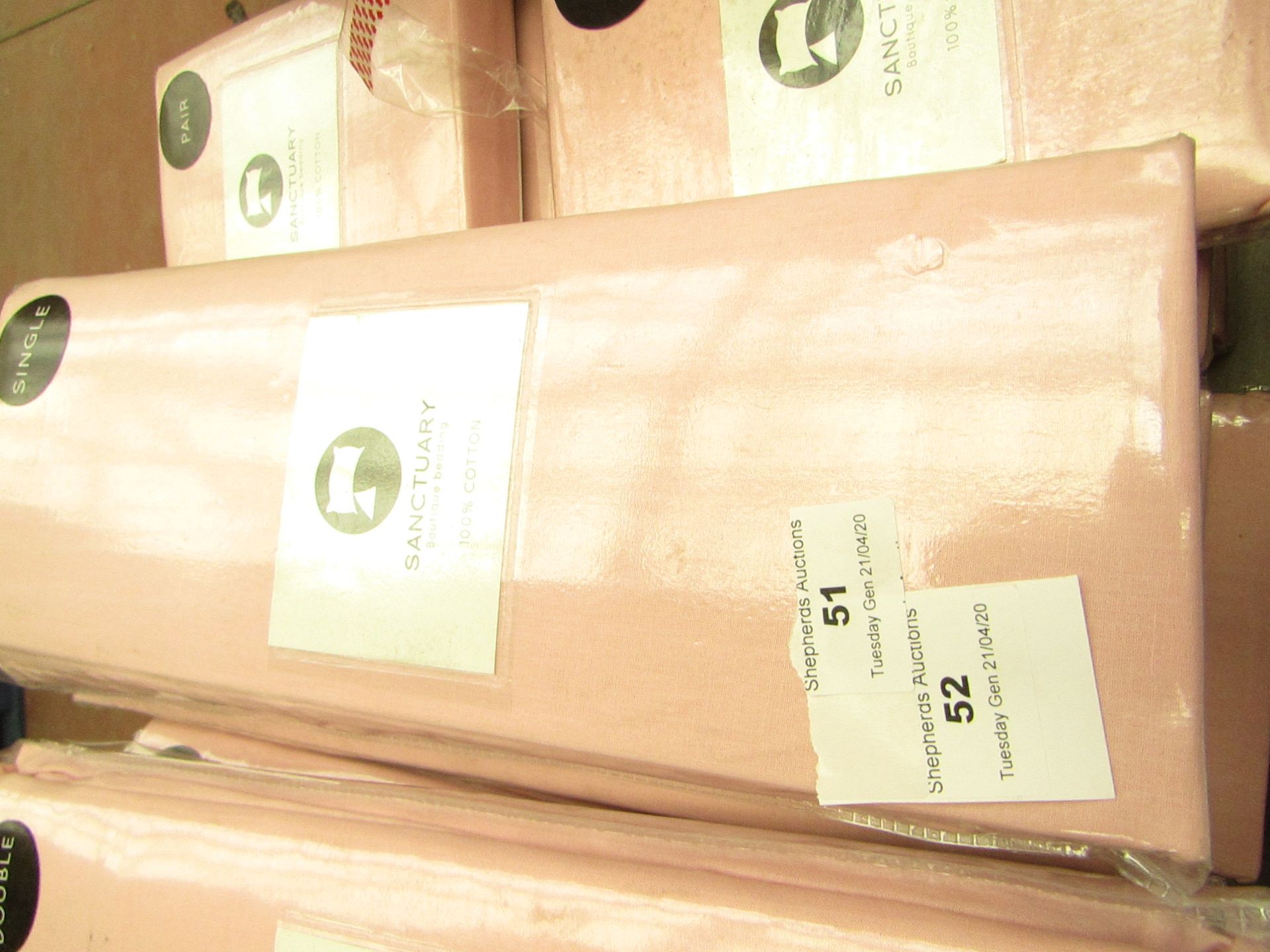 Sanctuary Boutique Bedding 100% Cotton - Single - Blush Fitted Sheet - New & Packaged.