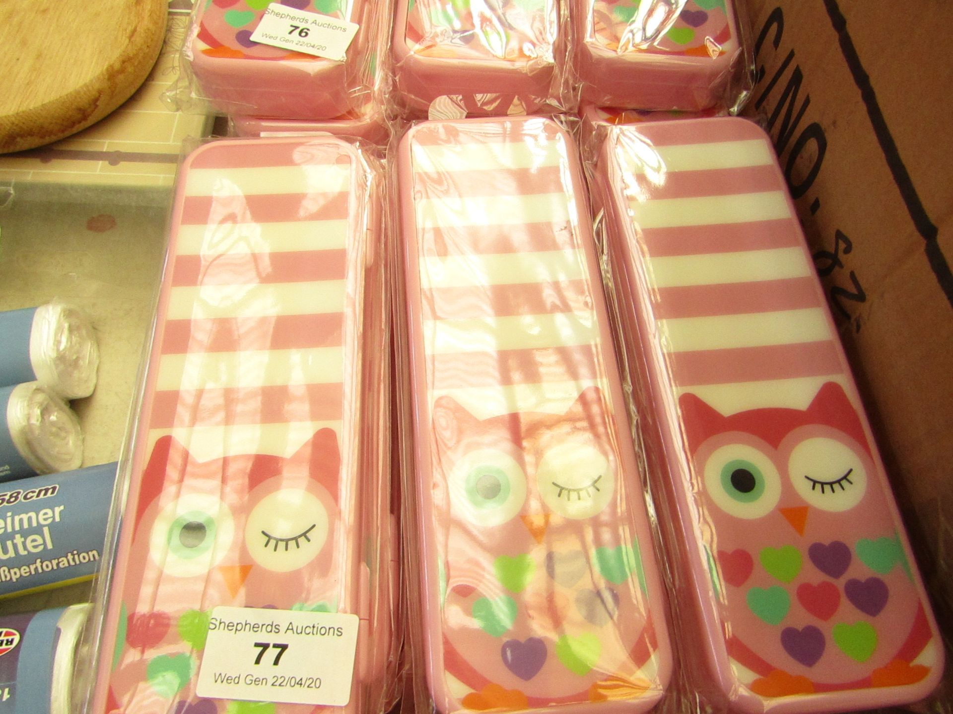 15x Pink Owl Stationary Case - All Packaged.