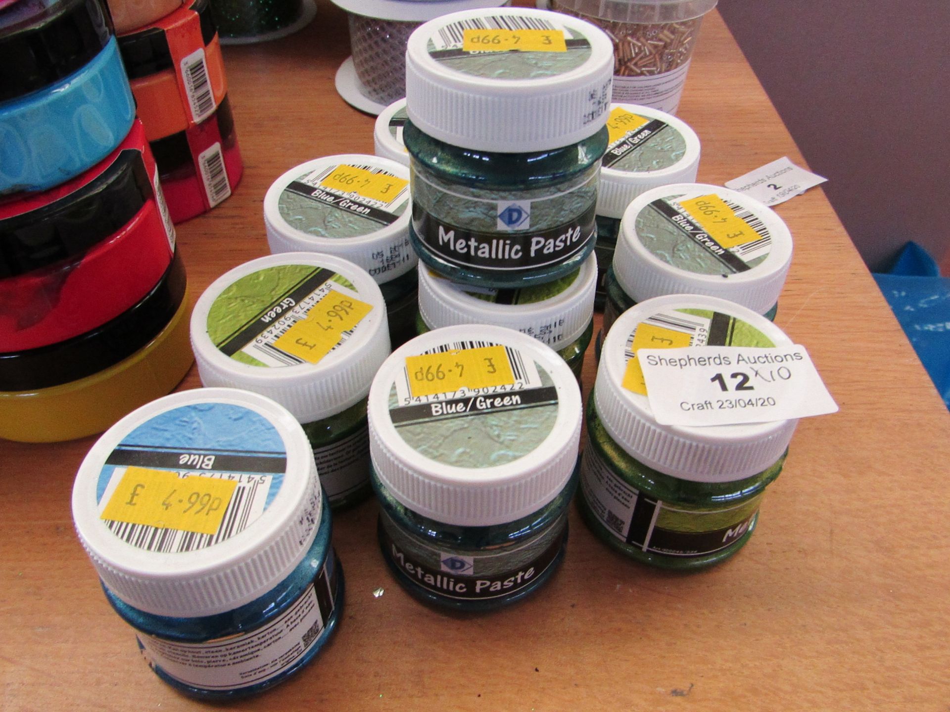 10 x various Colours 50ml Metallic Paste Pots RRP £4.99 each new see image