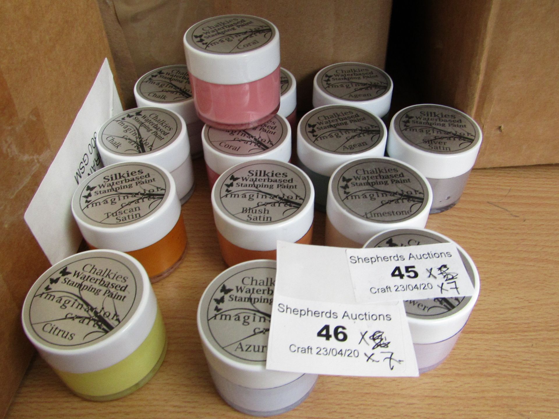 7 x various colours 50ml Chalkies Water Based Stamping Paint new
