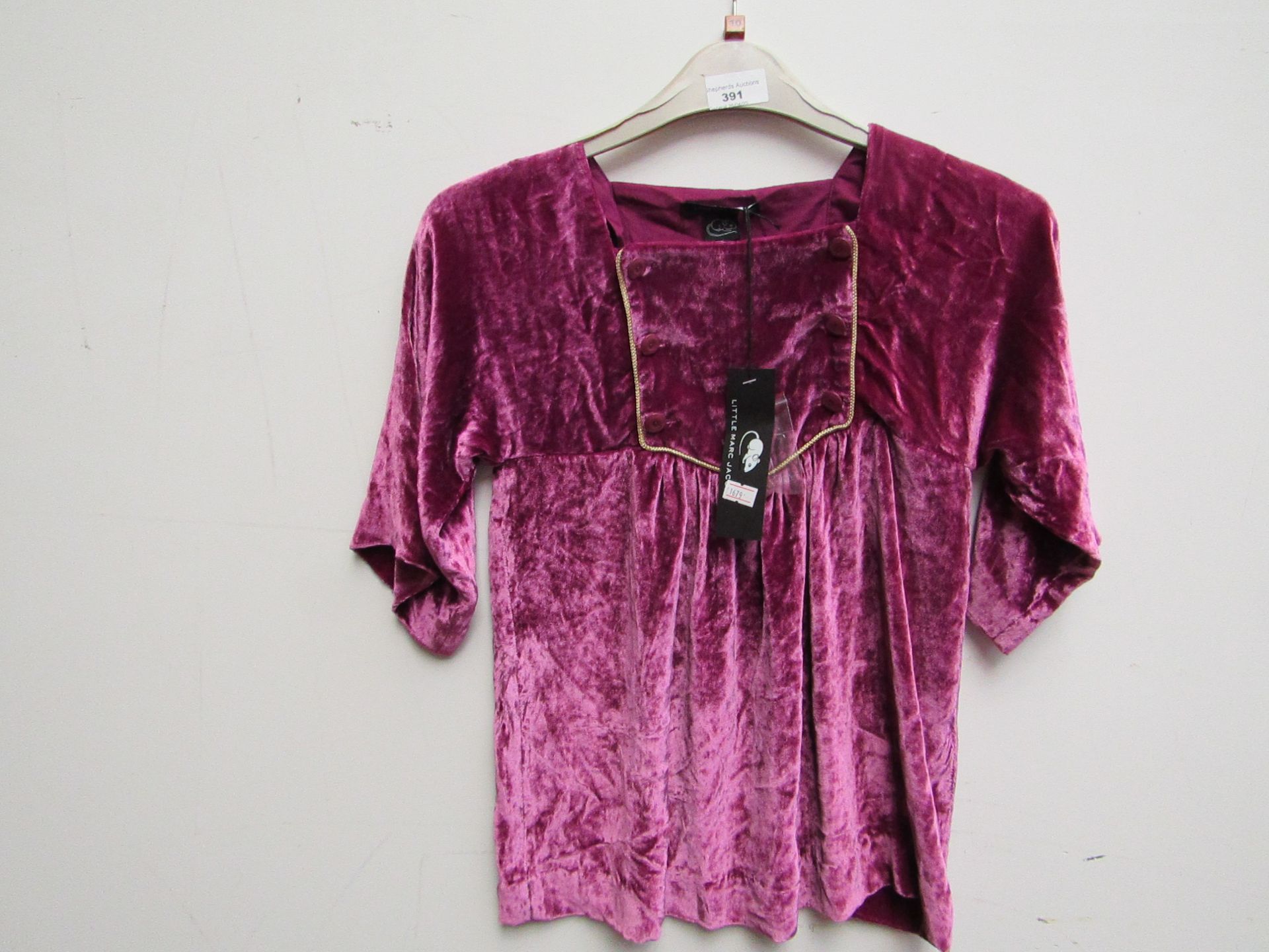 Little Marc Jacobs Girls velvet top, new with tag age 12