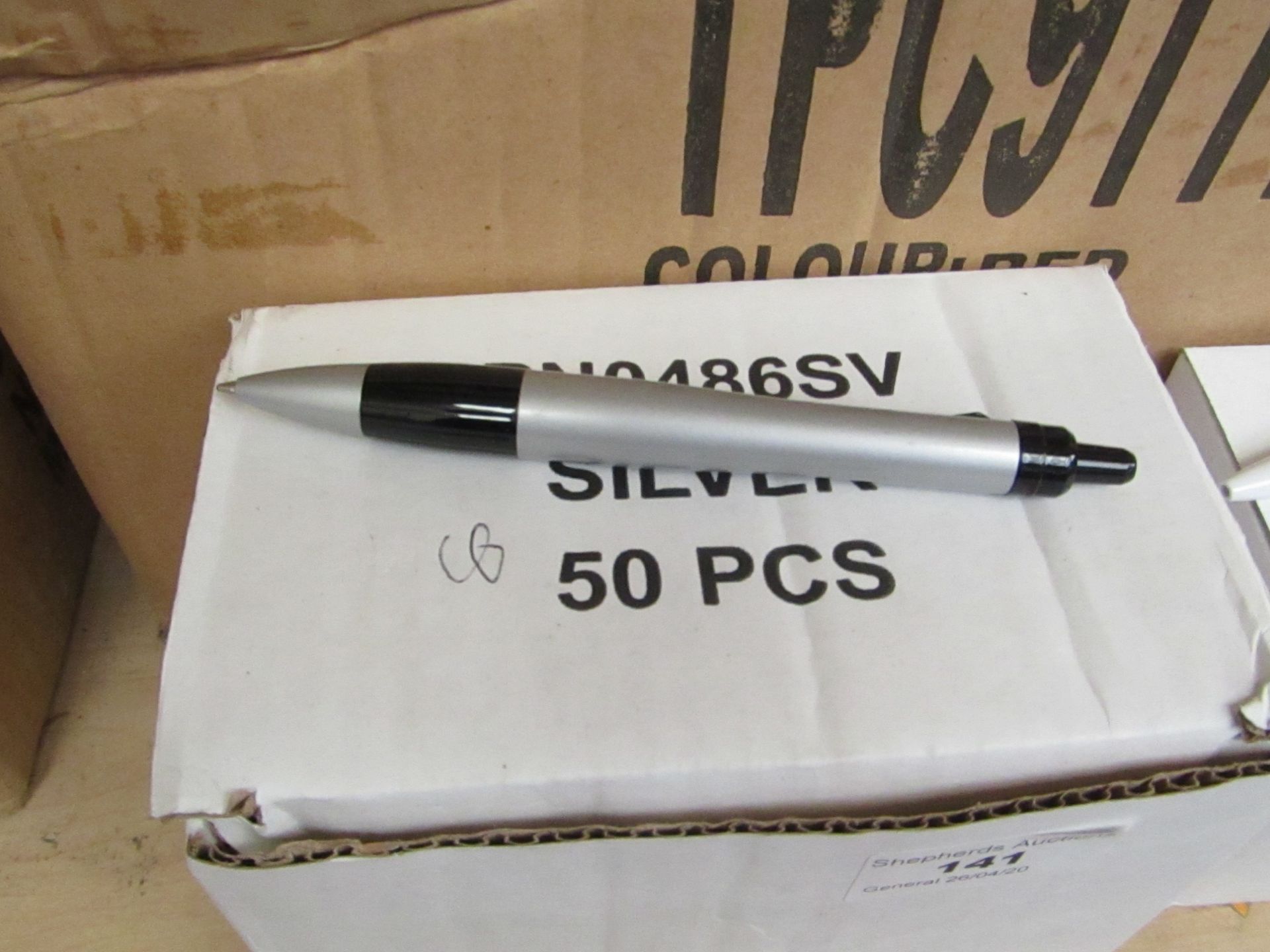 Box of 50x metal Black ink Ball point Pens, unused