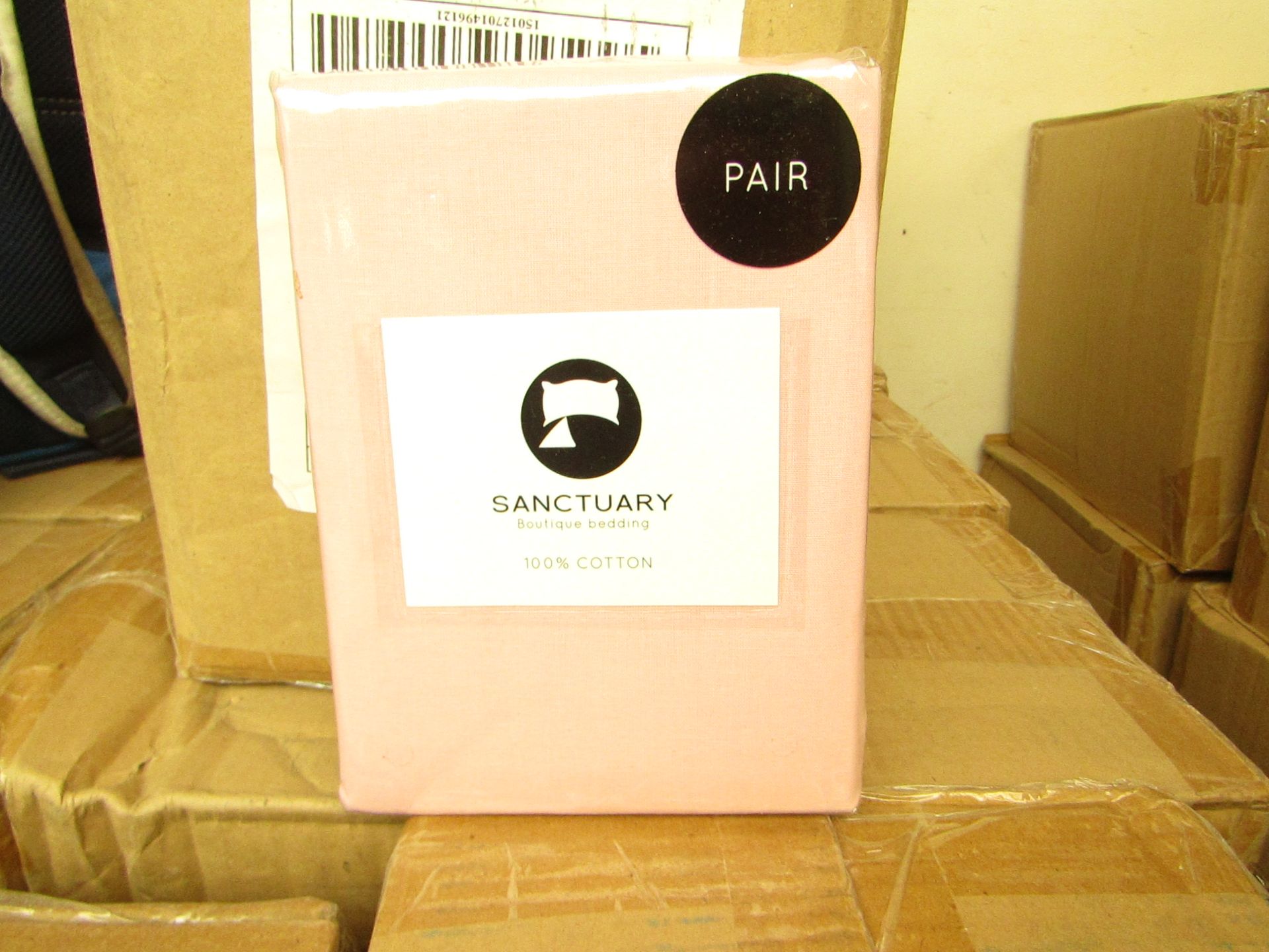 Box of 24 X Pair of Sanctuary Plain Housewife Pillowcases Blush 48 X 76 X 18cm Flap 100 % Cotton,new