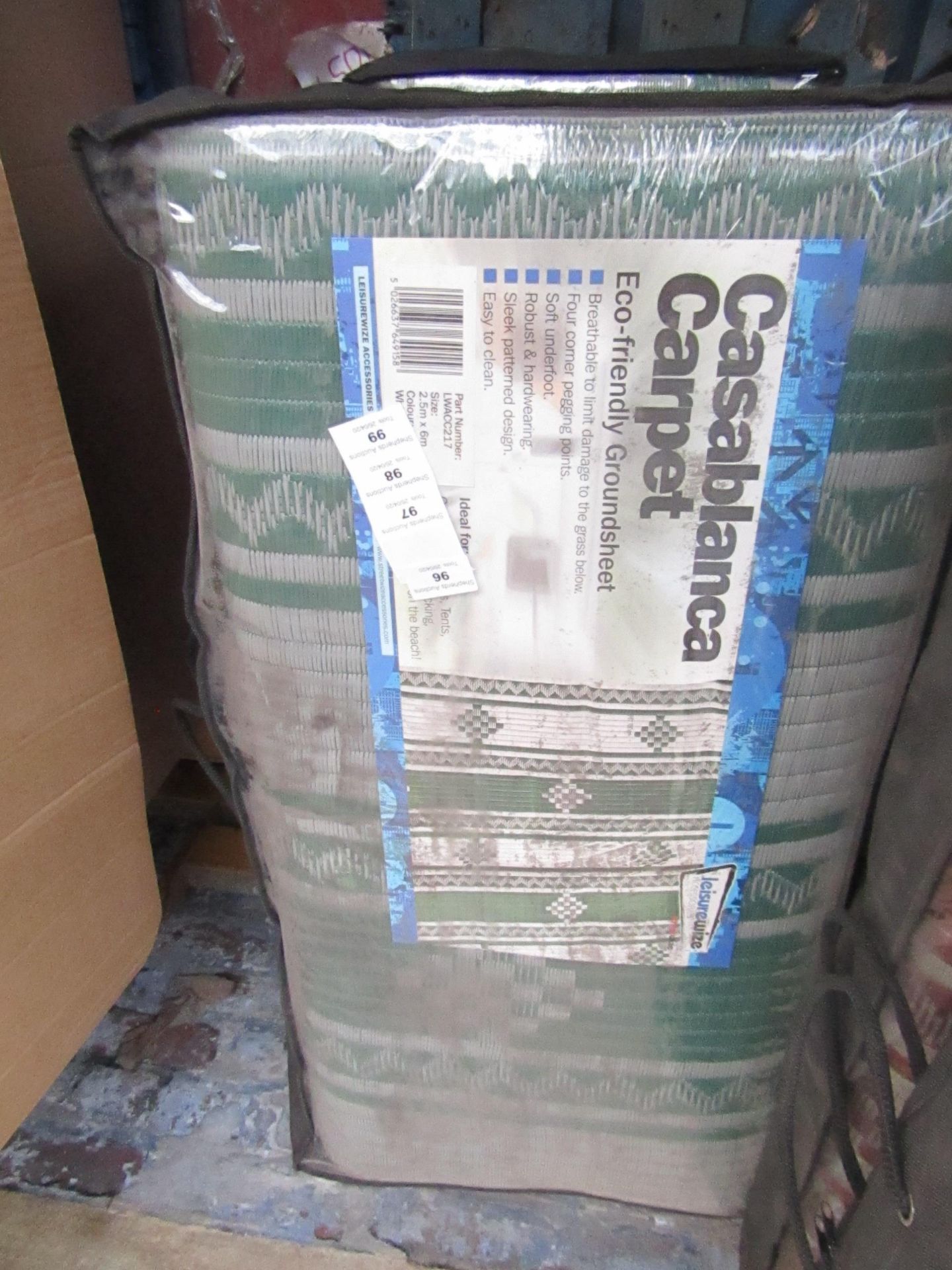 Leisurewise Casablanca Carpet eco friendly ground sheet, unused in carry bag 2.5mtrs x 6mtrs.